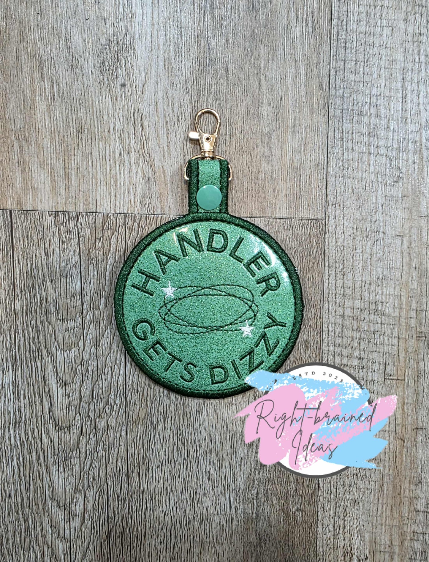 Multi-purpose Service Dog Forest Green And White On Sparkle Moss Green Vinyl Two-piece Patch Tab and Leash Wrap Set