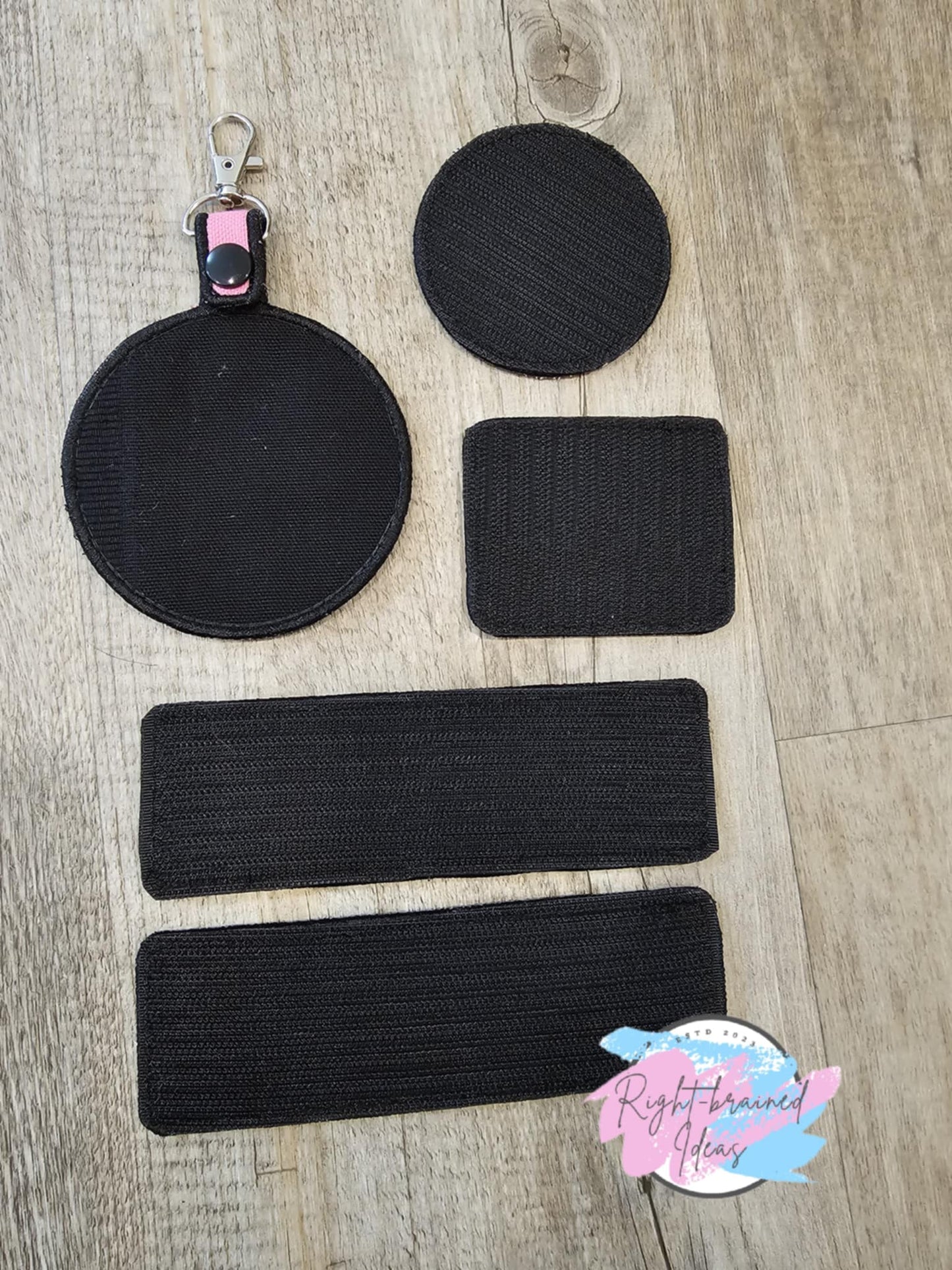 Service Dog, Do Not Pet Black On Pink Canvas Five-piece Patch and Patch Tab Set