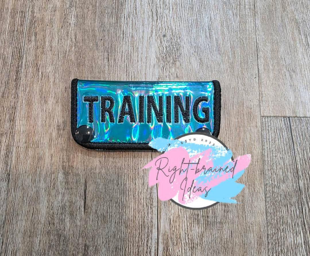 Training Black On Teal Blue Metallic Vinyl Mini Leash Wrap