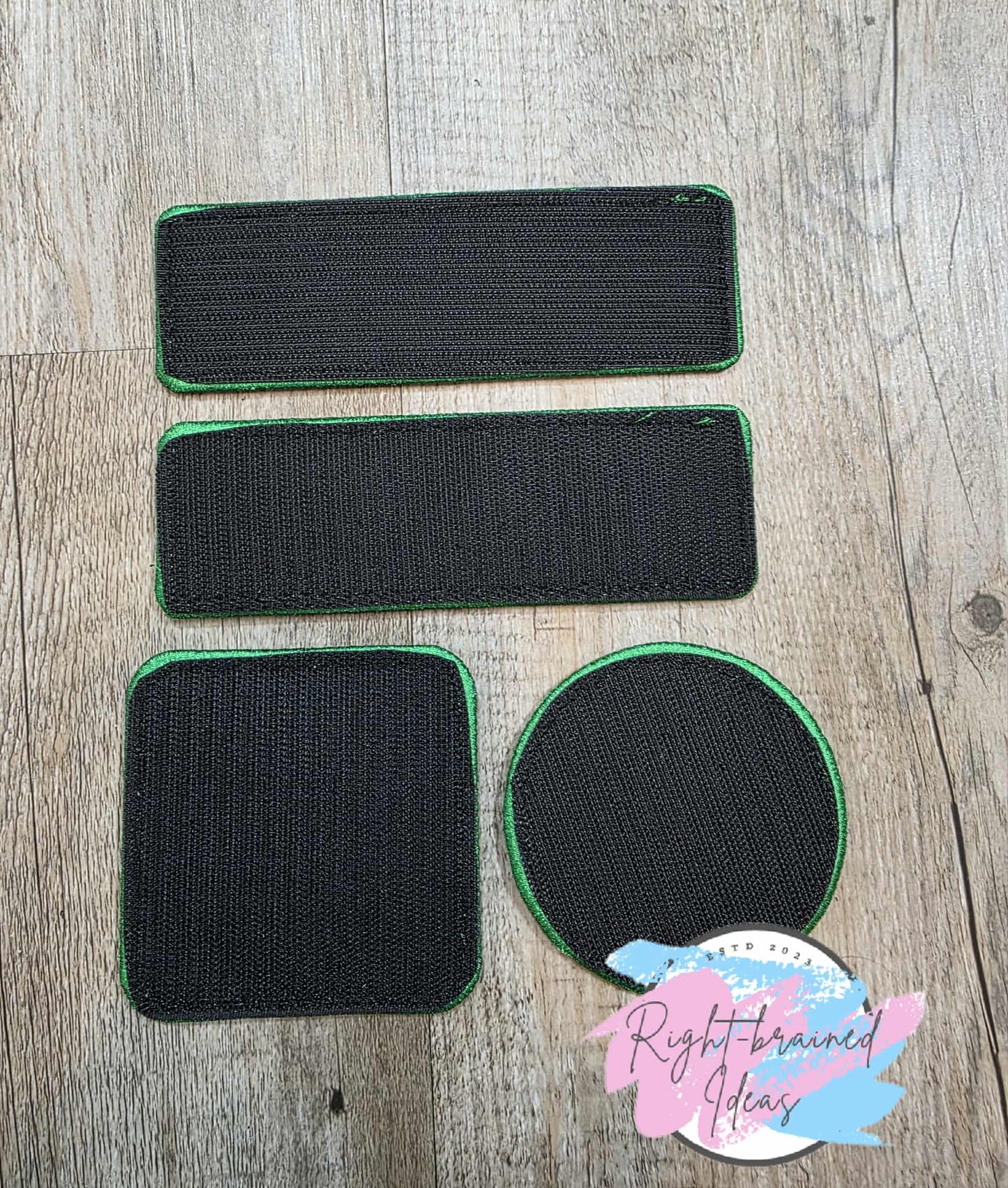 Service Dog Do Not Pet Satin Green And White On Red Metallic Vinyl Four-piece Patch Set