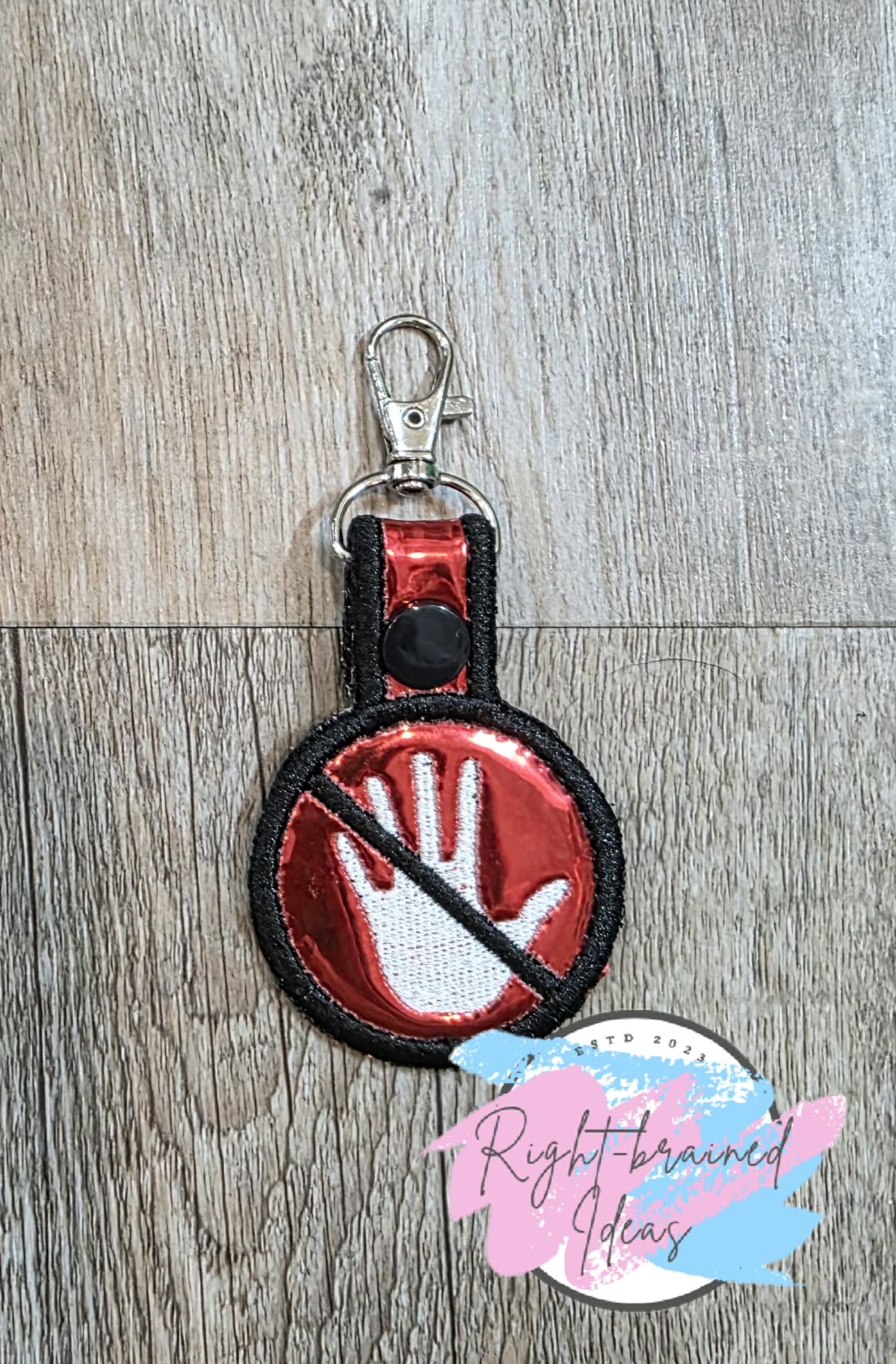 No Touching White And Black On Metallic Red Vinyl Mini Patch Tab