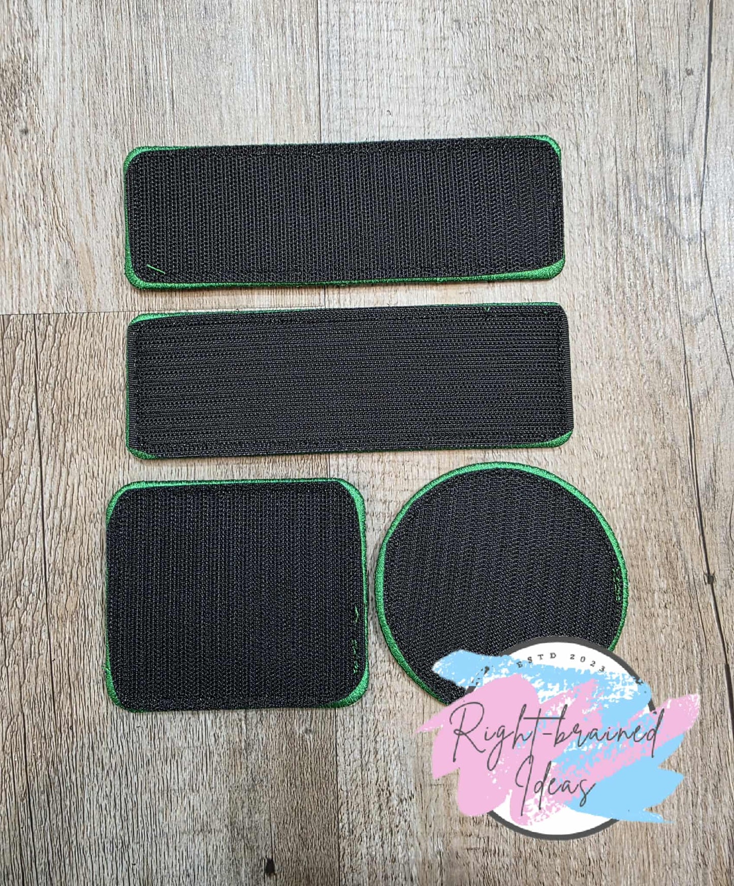 Service Dog Cardiac Alert Satin Green And White On Red Metallic Vinyl Four-piece Patch Set