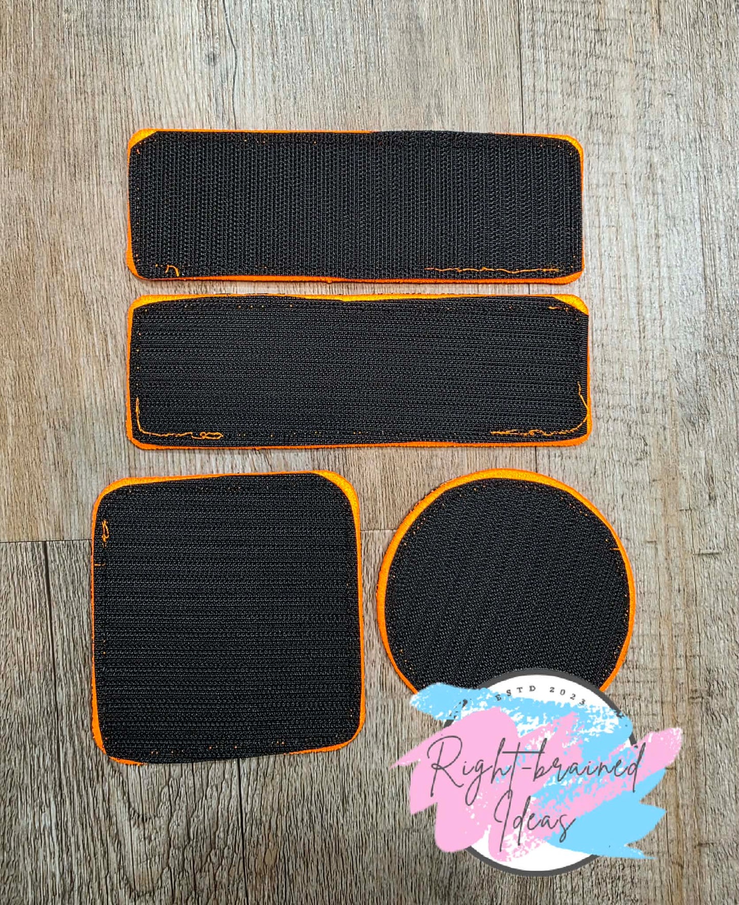 In Training Do Not Pet Neon Orange And White On Lightweight High Performance Black Twill Five-piece Patch and Leash Wrap Set