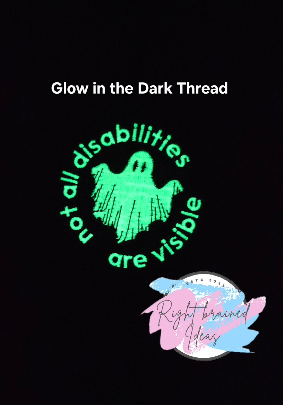 Not All Disabilities Are Visible Glow-in-The-Dark White And Black On Fuchsia Metallic Vinyl Patch Tab