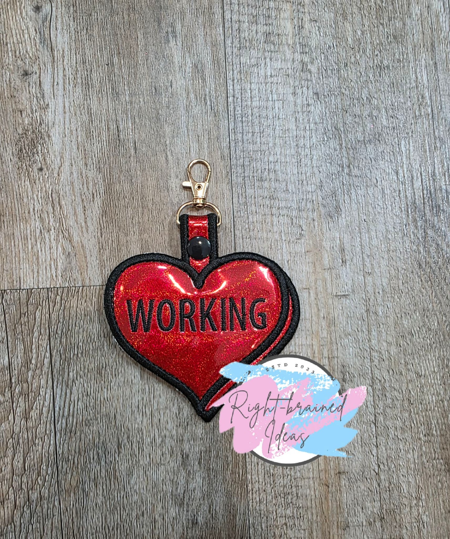 Valentine's Day Conversation Hearts Inspired Working Black On Red Metallic Vinyl Patch Tab