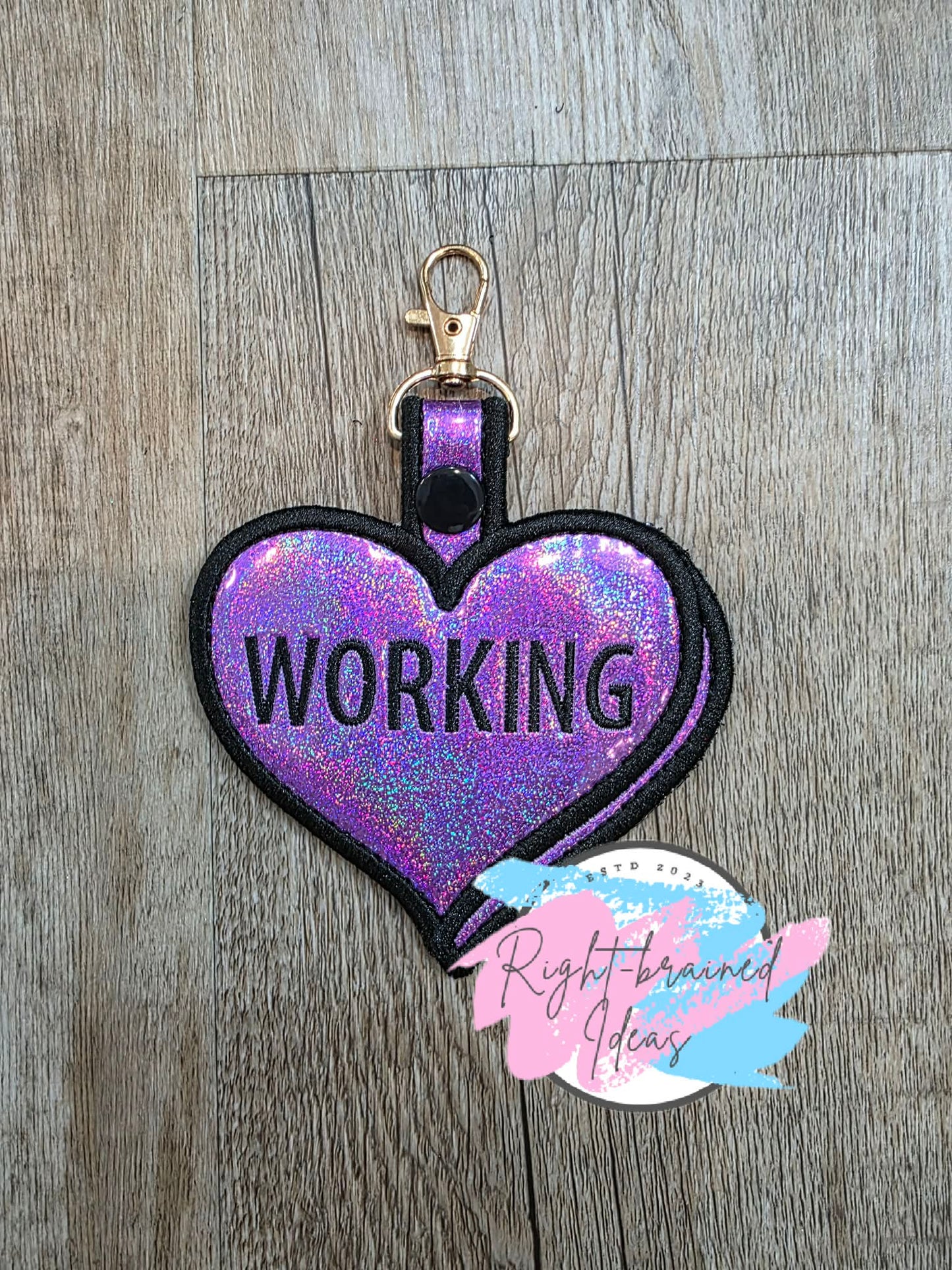 Valentine's Day Conversation Hearts Inspired Working Black On Sparkle Purple Holographic Vinyl Patch Tab