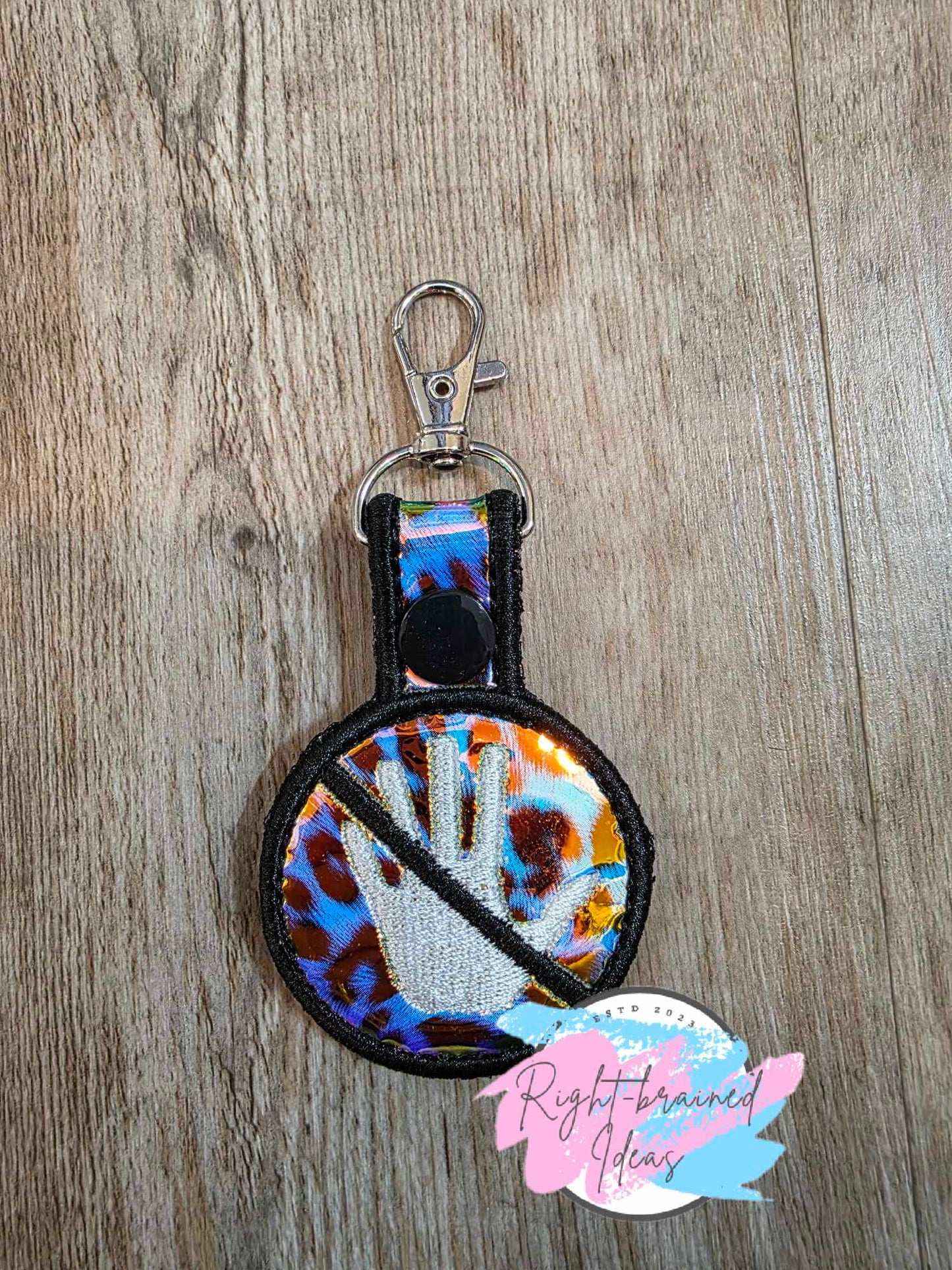 No Touching White and Black on Rainbow Cheetah Holographic Vinyl Mini Patch Tab