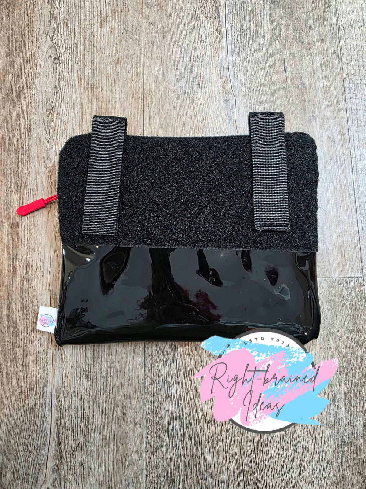 Medical Alert Service Dog Red And White On Shiny Black Vinyl XL Med Bag