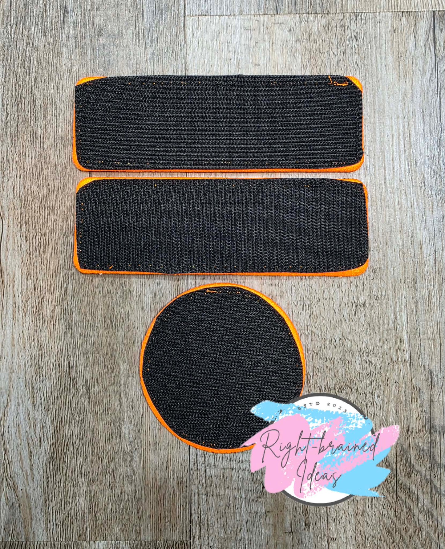 Service Dog Do Not Pet Neon Orange and White on Lightweight High Performance Black Twill Three-piece Patch Set
