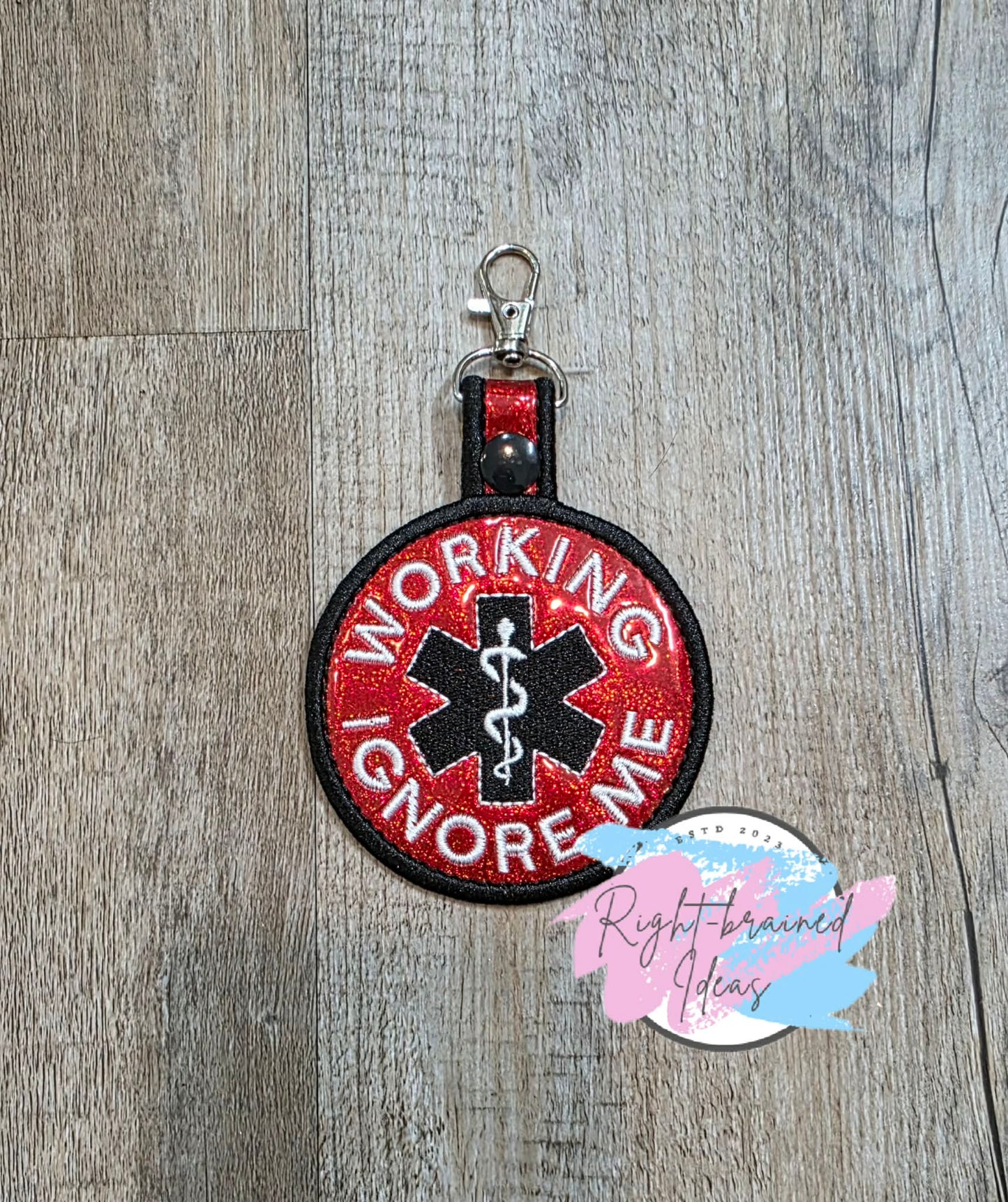 Working Ignore Me Black And White On Sparkle Red Holographic Vinyl Patch Tab