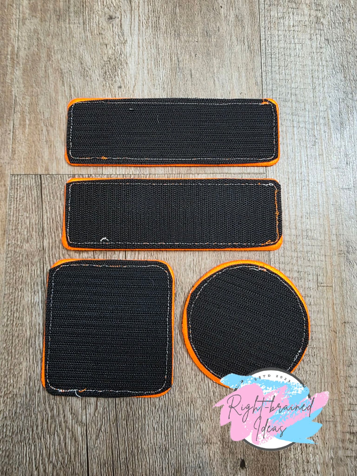 Service Dog Do Not Pet Neon Orange And White On Lightweight High Performance Black Twill Five-piece Patch And Patch Tab Set