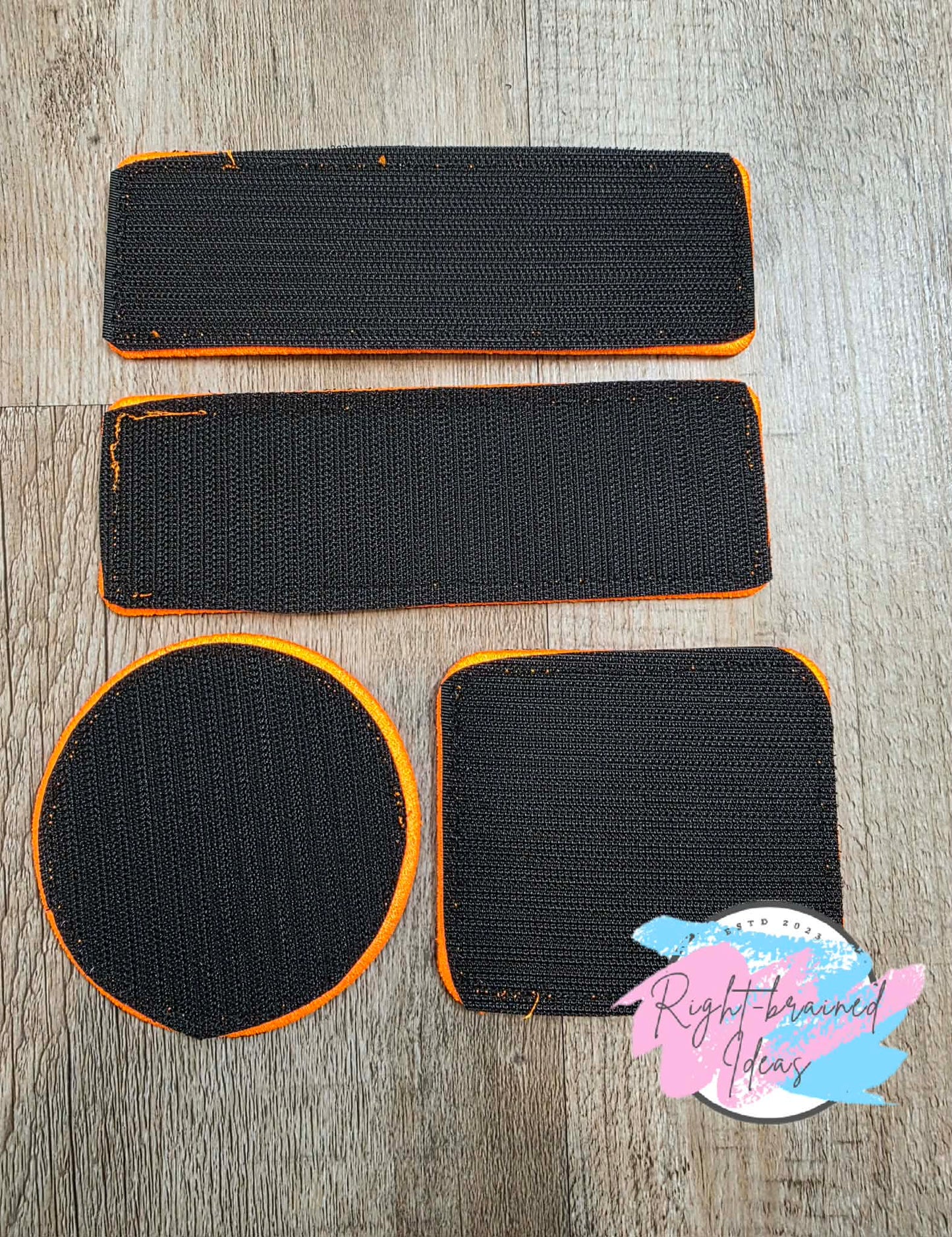 Service Dog Multi-Purpose Neon Orange And White On Lightweight High Performance Black Twill Four-piece Patch Set