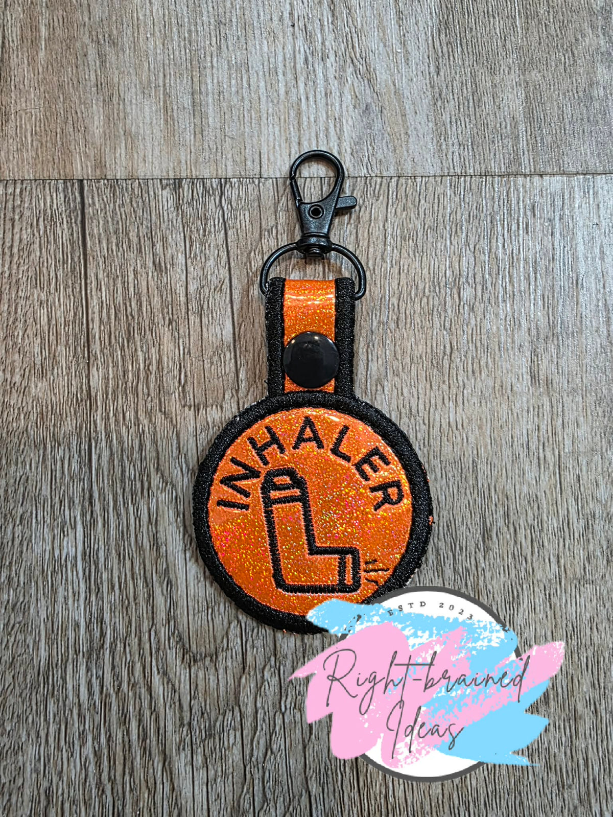 Inhaler Black On Sparkle Holographic Orange Vinyl Mini Patch Tab