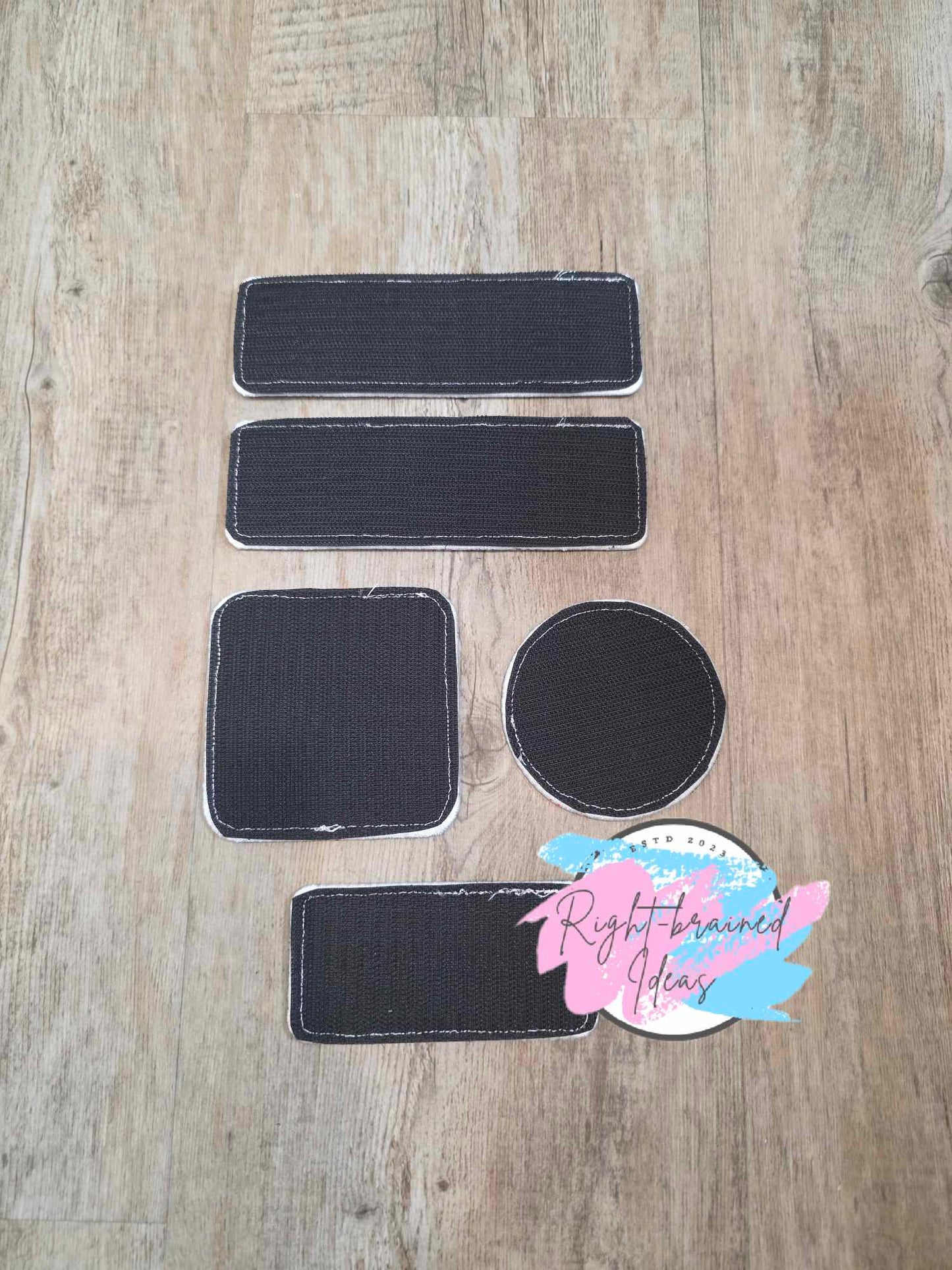 *Cosmetic Flaw* Multi-Purpose Service Dog Rainbow and White on Black Twill Five-piece Patch Set