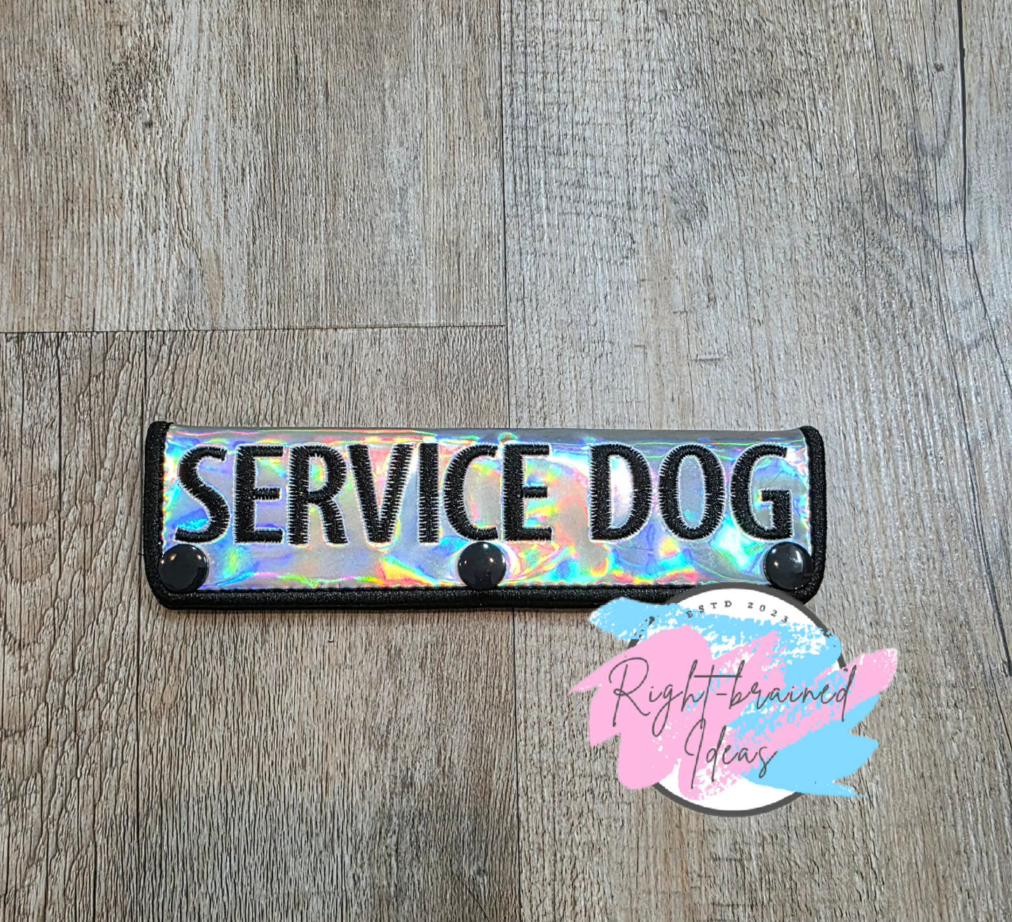 Service Dog Black On Silver Holographic Vinyl Leash Wrap
