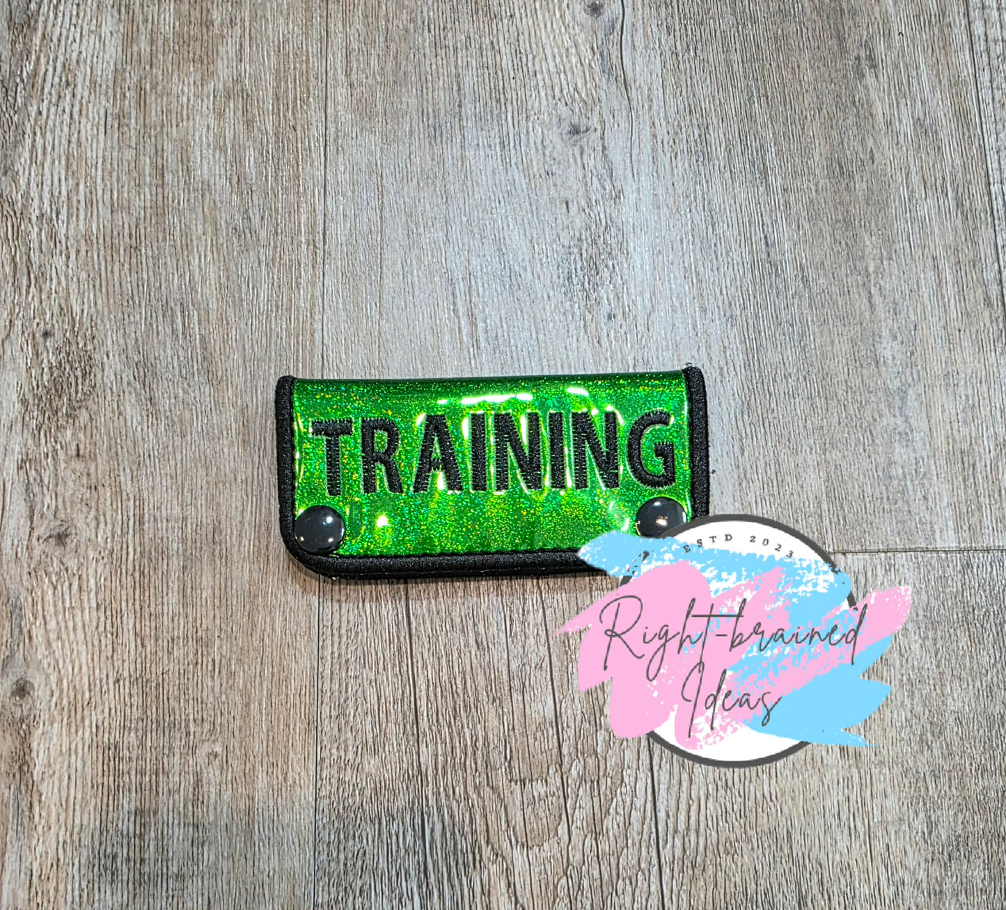 Training Black On Sparkle Green Holographic Vinyl Mini Leash Wrap