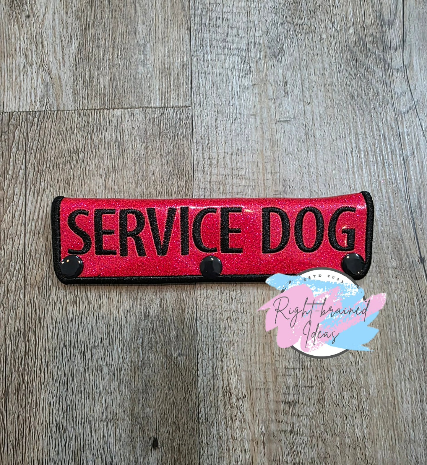 Service Dog Black On Sparkle Red Vinyl Leash Wrap