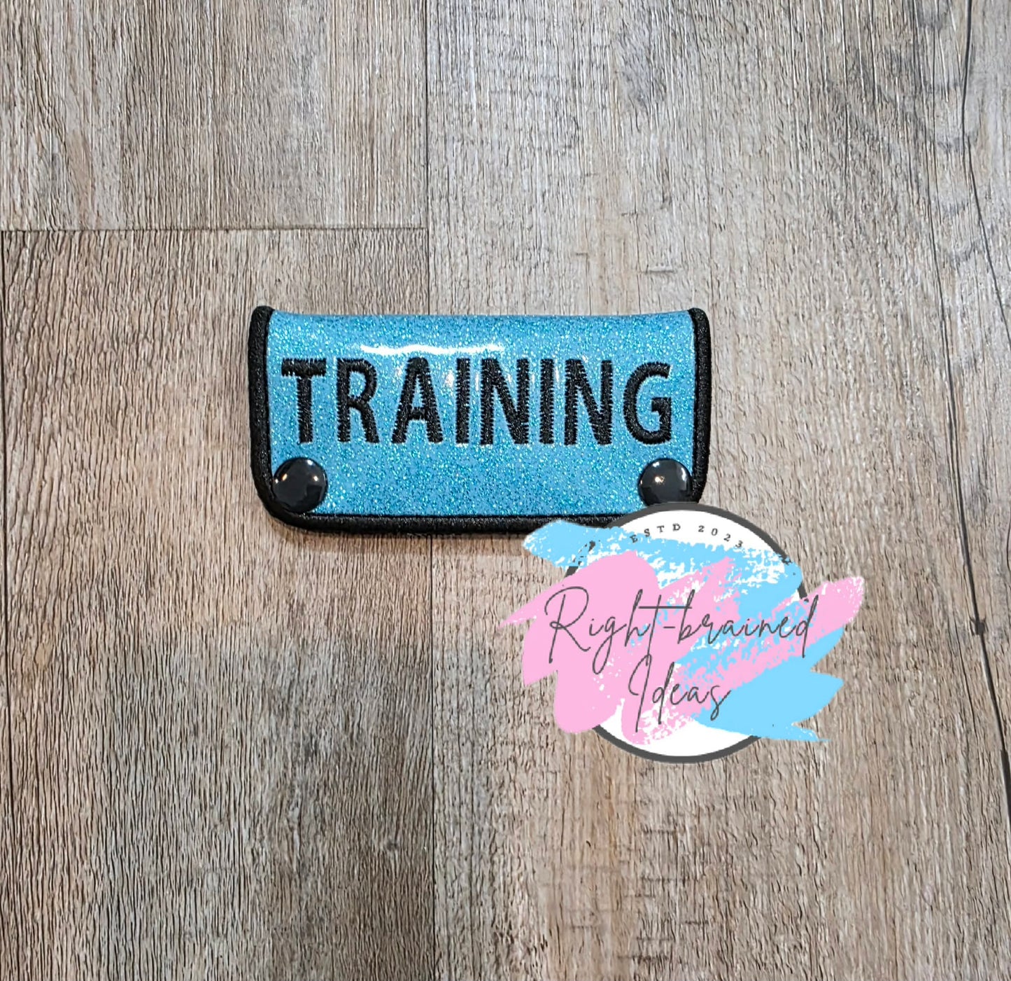 Training Black On Sparkle Light Blue Vinyl Mini Leash Wrap