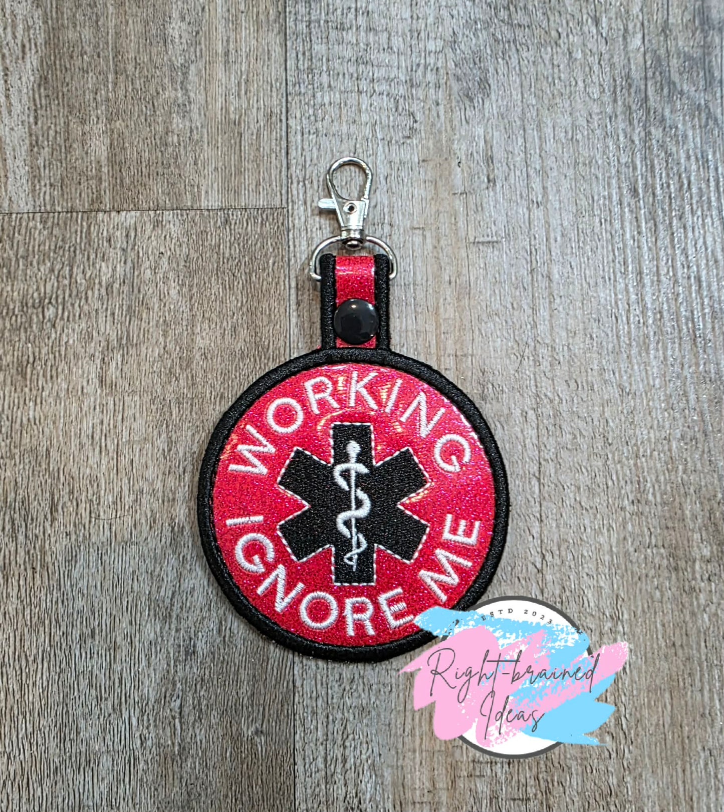 Working Ignore Me Black And White On Sparkle Red Vinyl Patch Tab