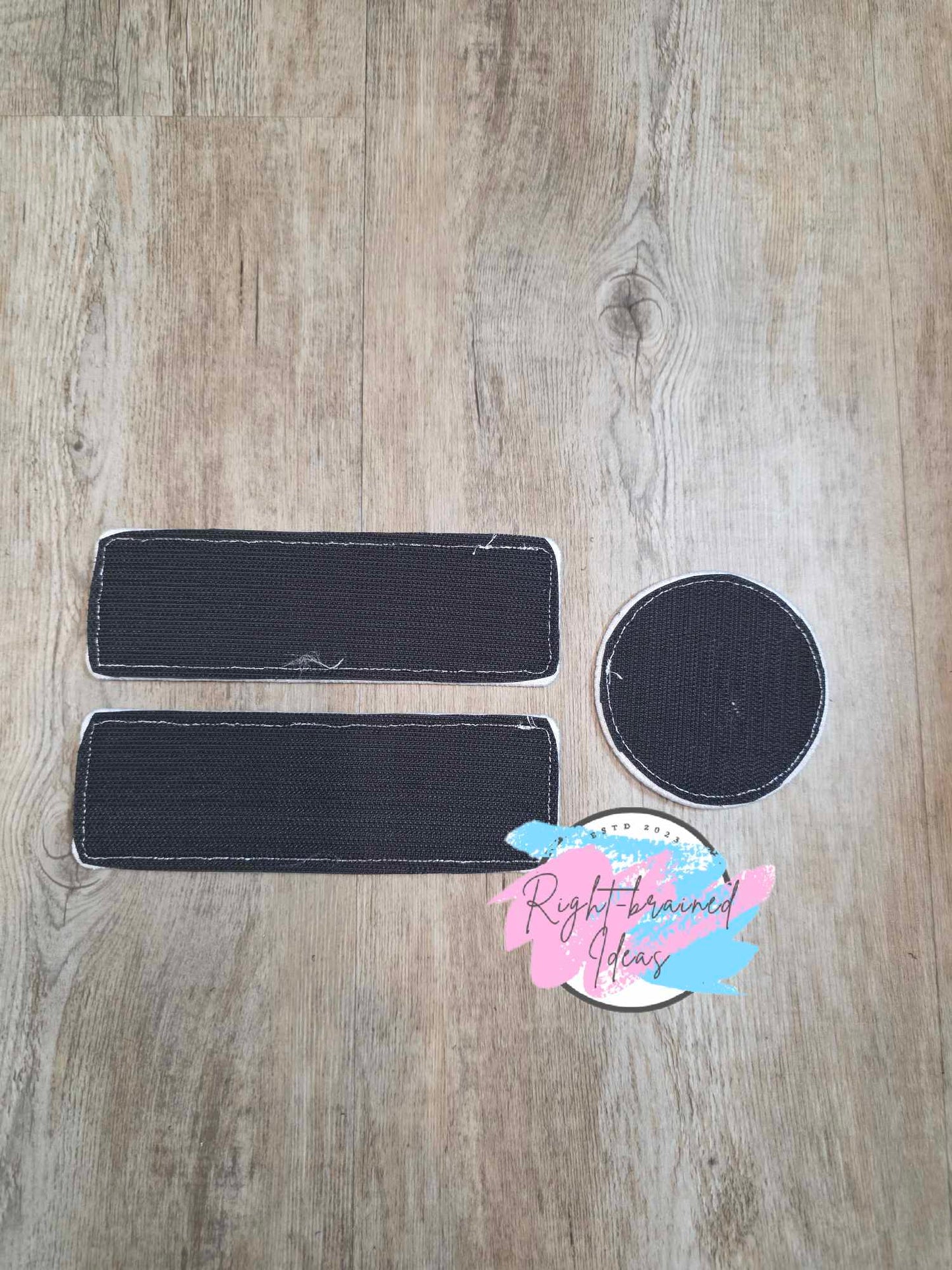 Service Dog Autism Assistance Rainbow and White on Black Light-Weight High Performance Twill Neurodivergent Inspired Four-piece Patch and Leash Wrap Set