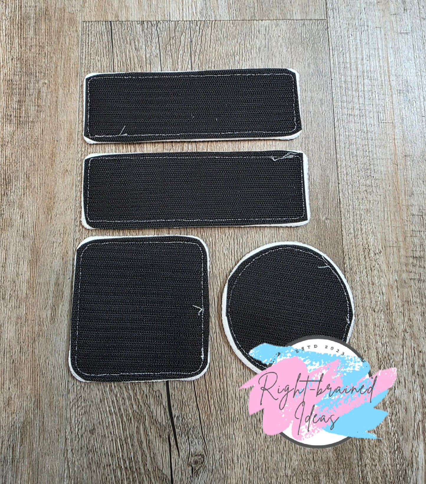 Frosted And Sweet Conversation Heart Inspired Service Dog Working Multi-colored On Sparkle White Vinyl Five-piece Patch and Leash Wrap Set