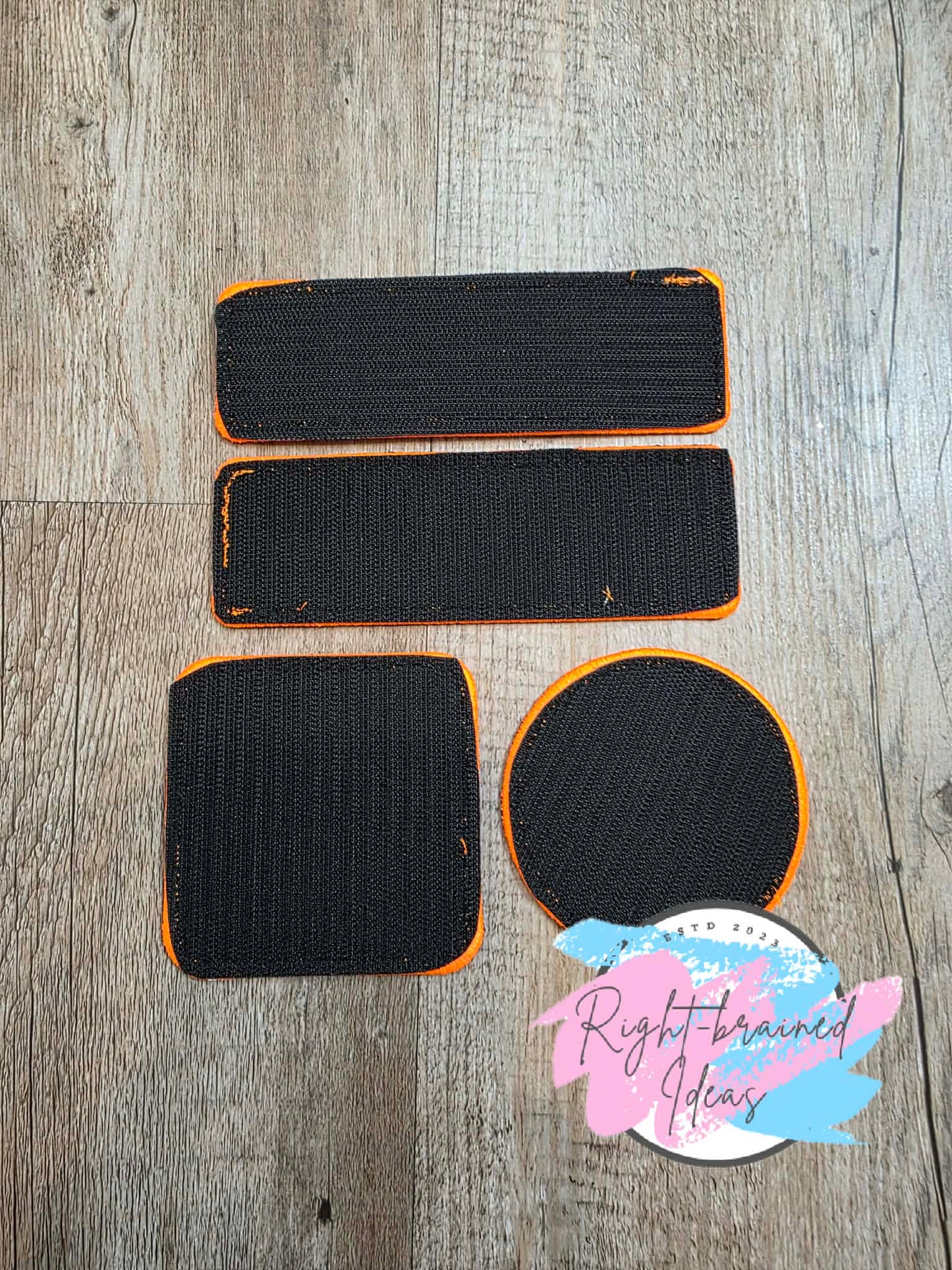 Service Dog In Training Neon Orange And White On Lightweight High Performance Black Twill Five-piece Patch And Patch Tab Set