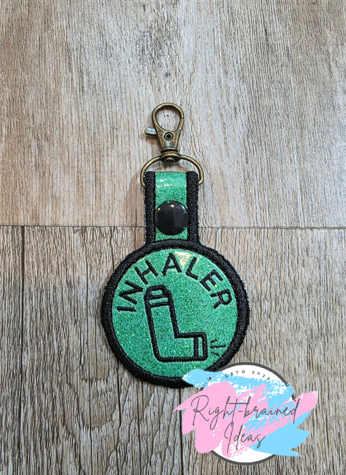Inhaler Black On Sparkle Moss Green Vinyl Mini Patch Tab
