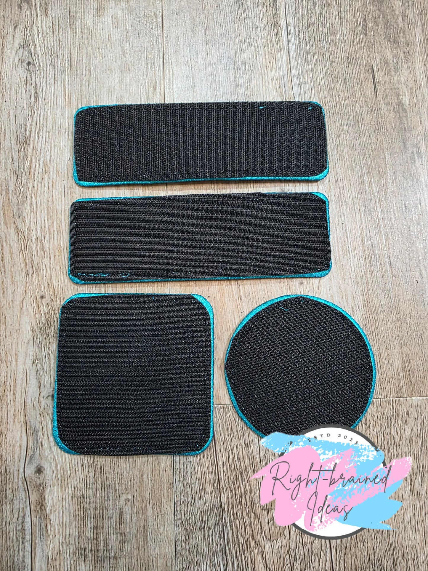 Service Dog Do Not Pet White And Teal On Lightweight High Performance Black Twill Four-piece Patch Set