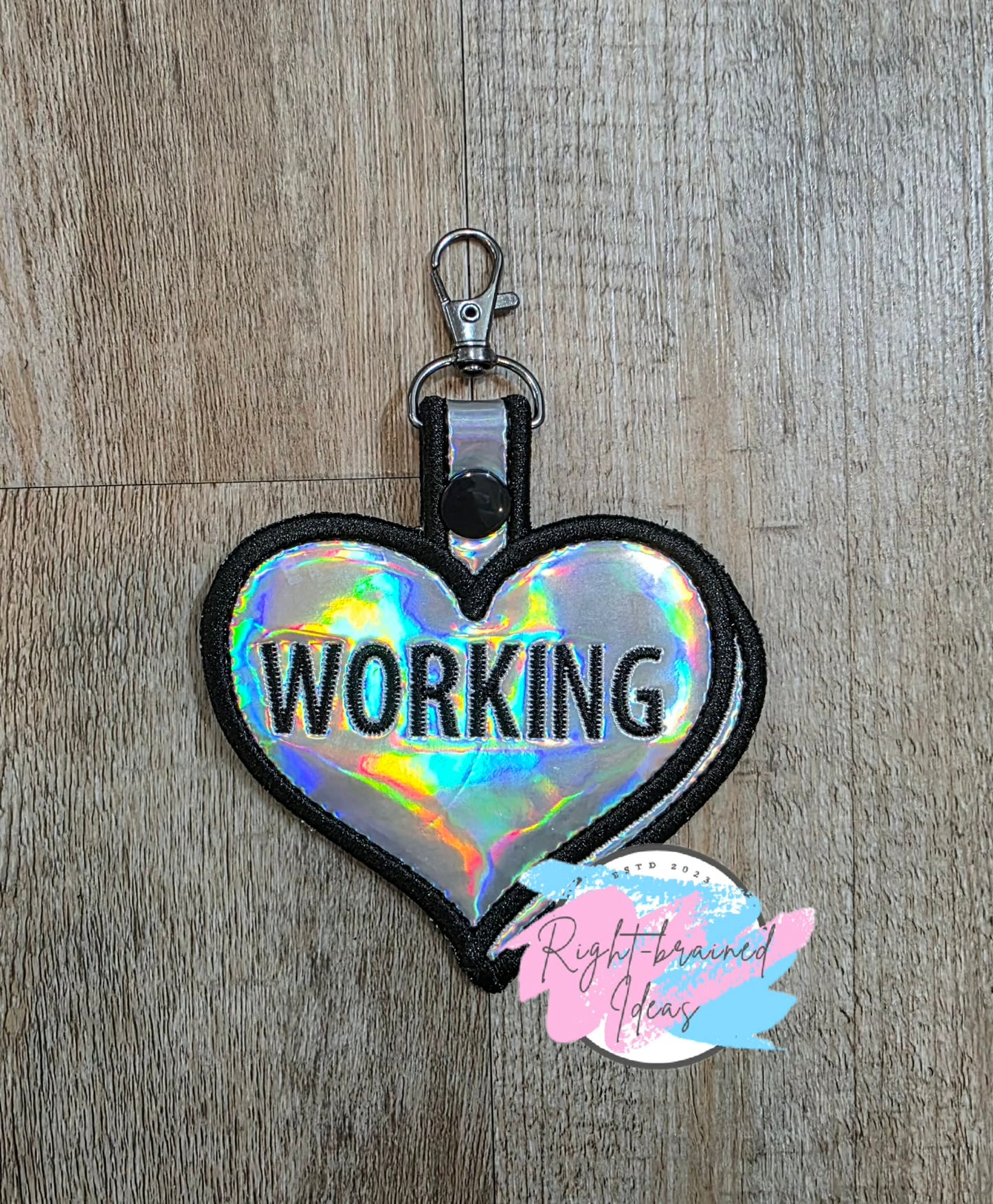 Valentine's Day Conversation Hearts Inspired Working Black On Silver Holographic Vinyl Patch Tab