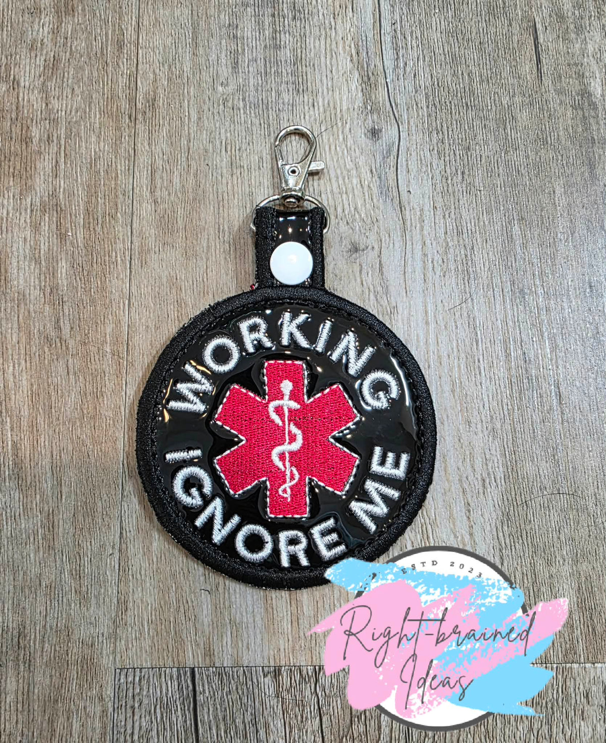 Working Ignore Me Red, White And Black On Shiny Black Vinyl Patch Tab