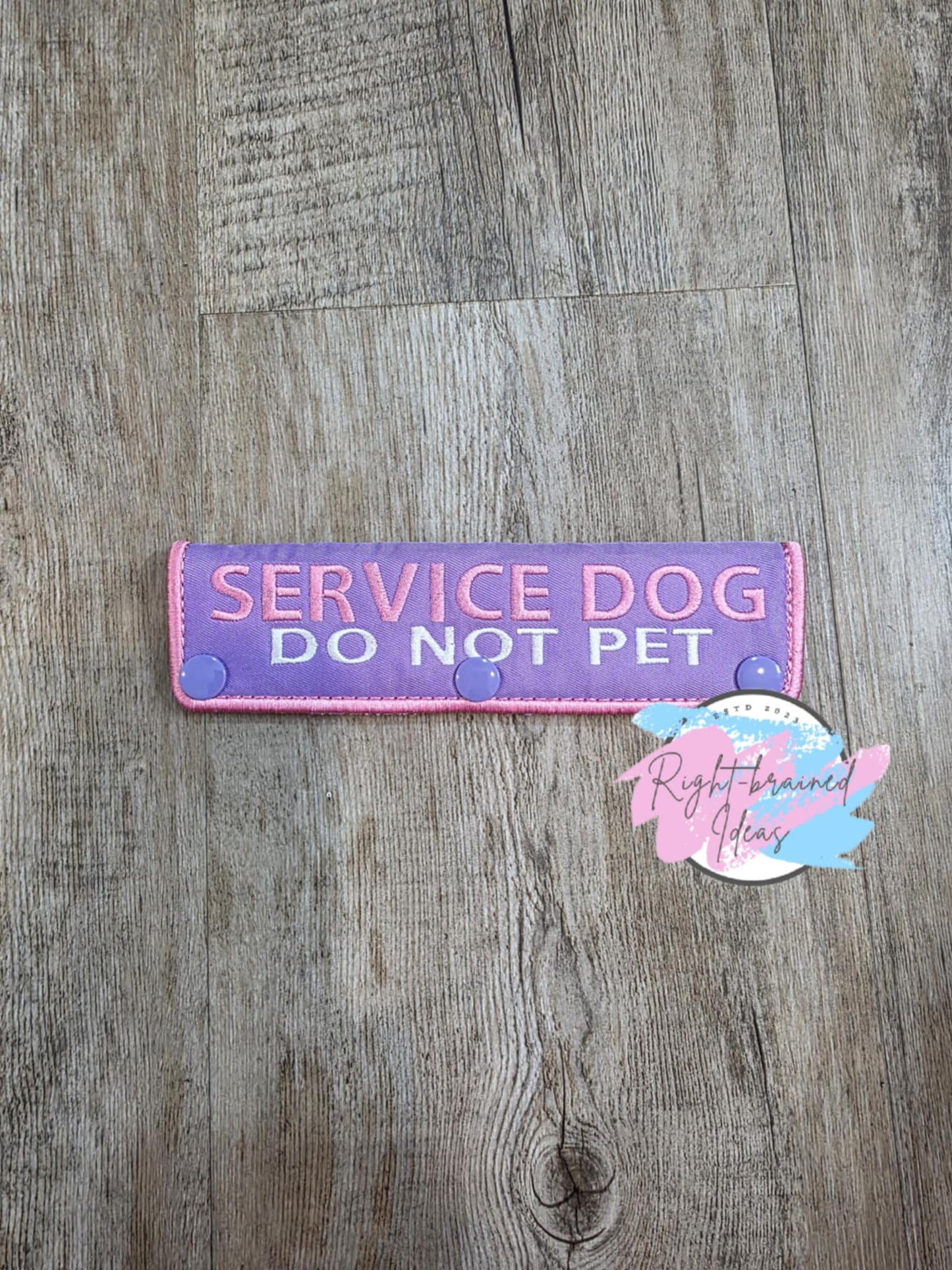 Service Dog Do Not Pet Pink On Lavender Purple Twill Four-piece Patch and Leash Wrap Set