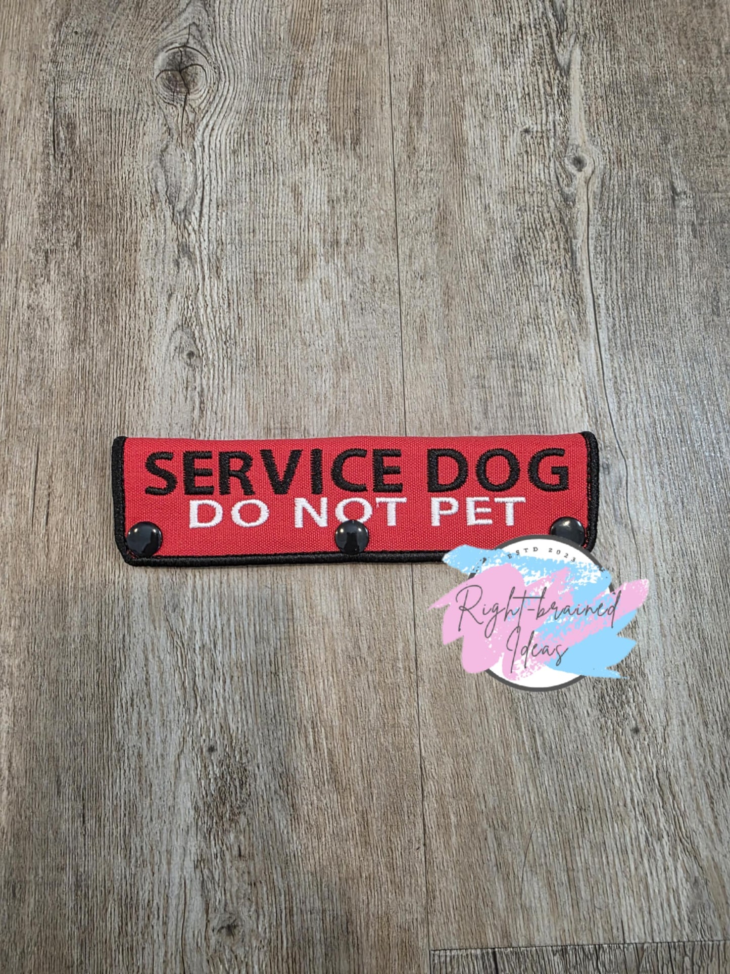 Service Dog Do Not Pet Black and White on Red Canvas Five-piece Patch and Leash Wrap Set