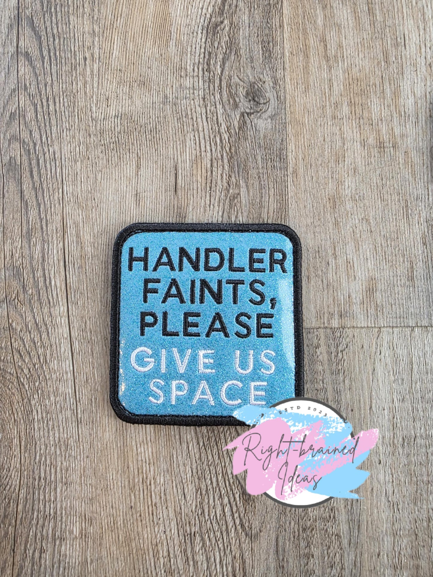 Service Dog Cardiac Alert Black And White On Sparkle Sky Blue Vinyl Three-piece Patch Set