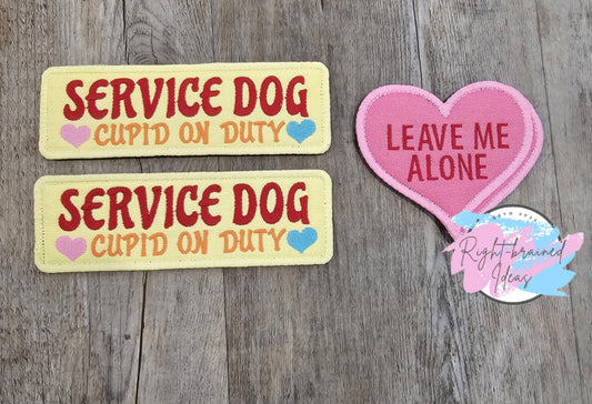 Themed Service Dog Patch Set Three-piece Valentine's Day Conversation Heart Inspired Matte Yellow Pink Blue Canvas Yellow Pink Blue Red Orange White Embroidery Patch