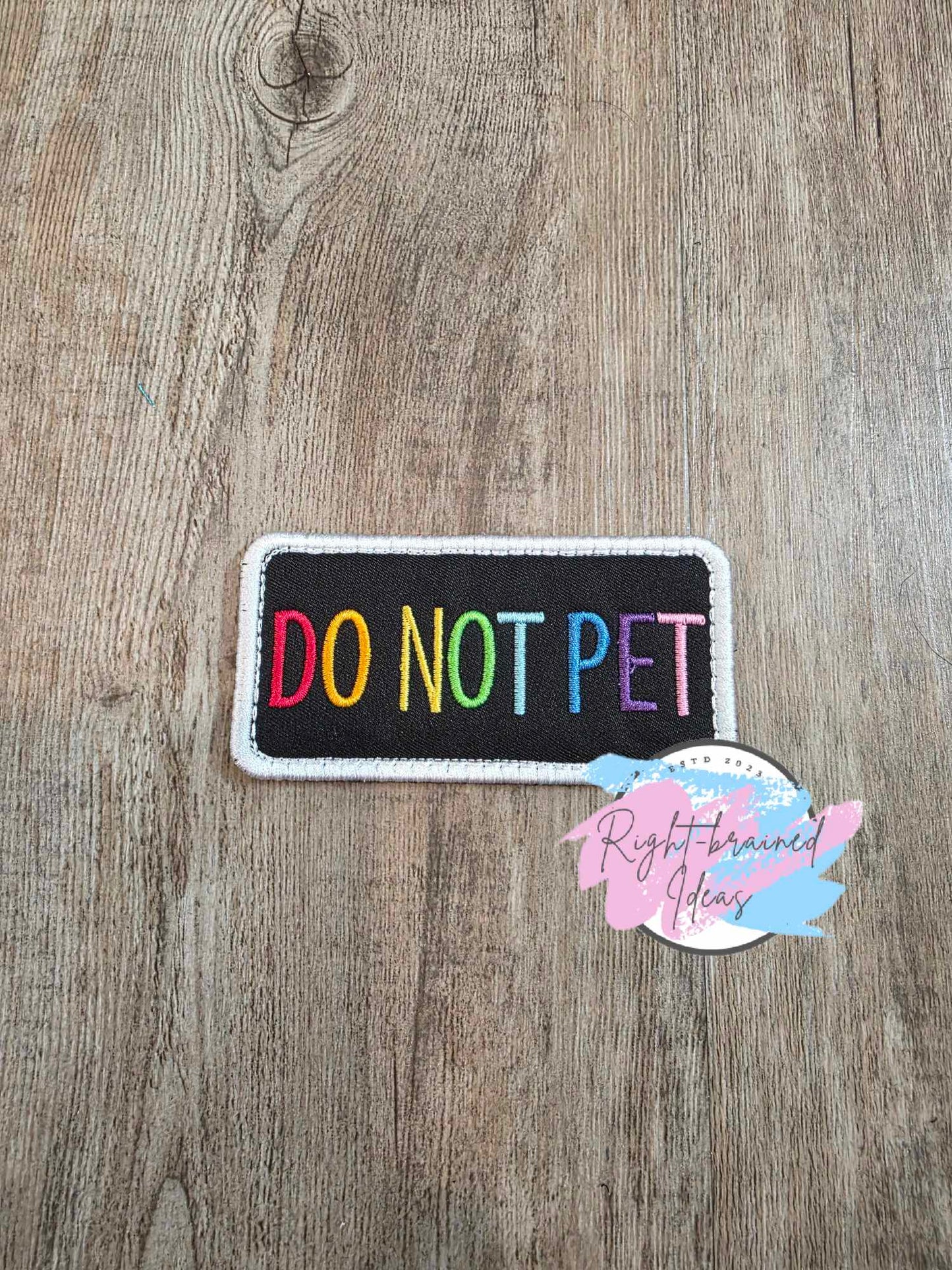 Service Dog Autism Assistance Rainbow And White On Black Light-Weight High Performance Twill Neurodivergent Inspired Four-piece Patch Set