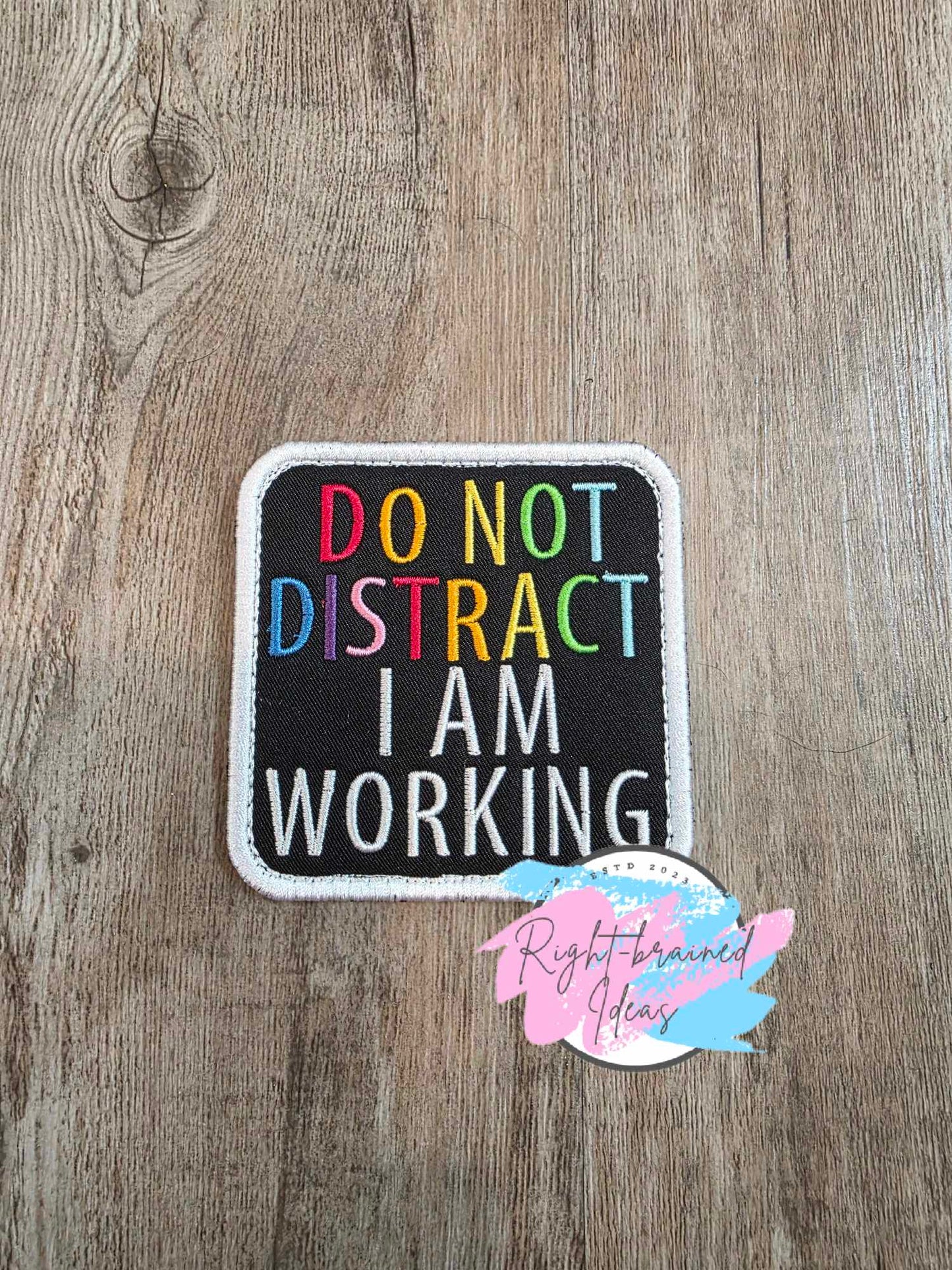 Service Dog Autism Assistance Rainbow And White On Black Light-Weight High Performance Twill Neurodivergent Inspired Four-piece Patch Set