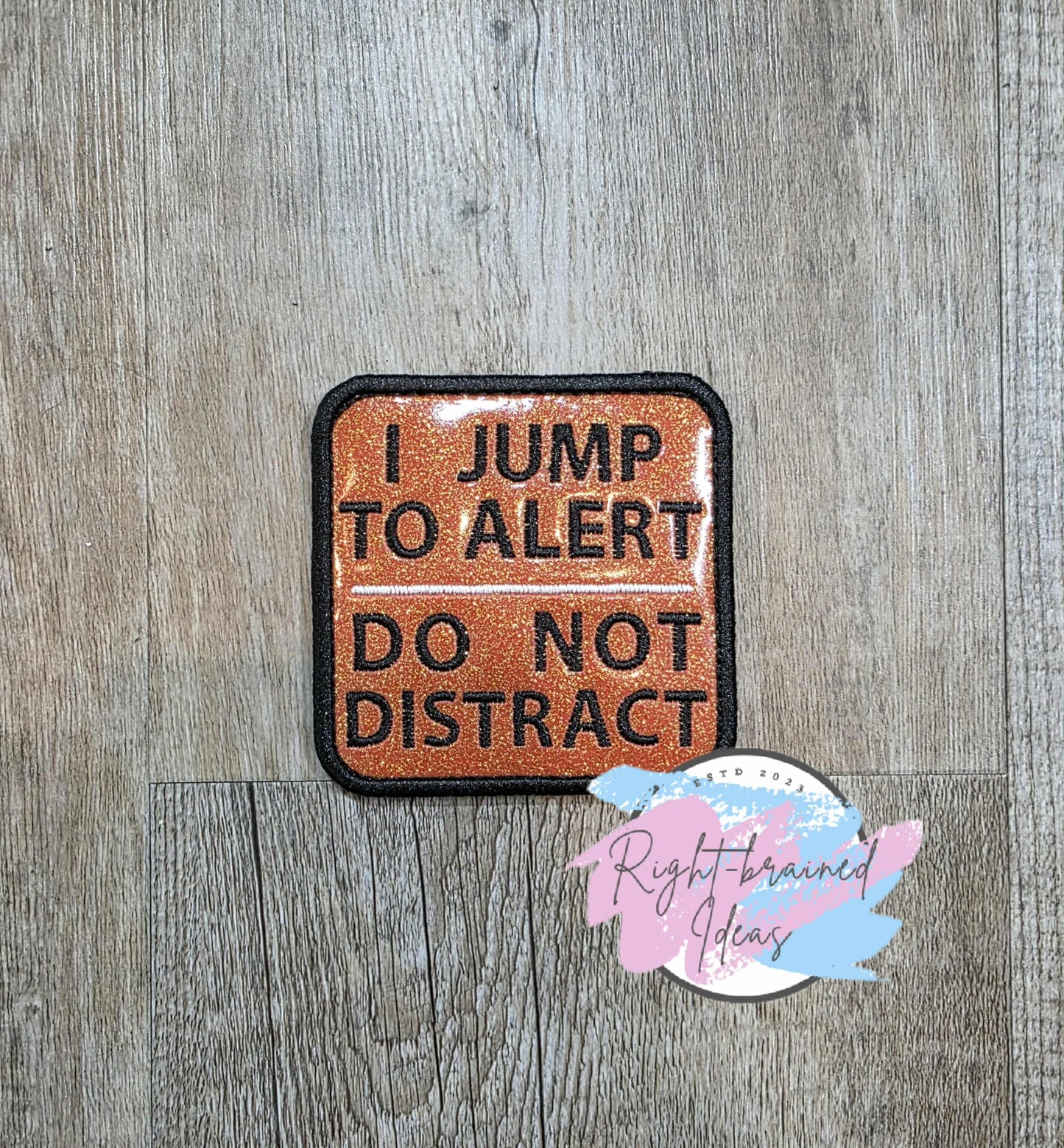 Service Dog Do Not Pet Black And White On Sparkle Burnt Orange Vinyl Four-piece Patch Set