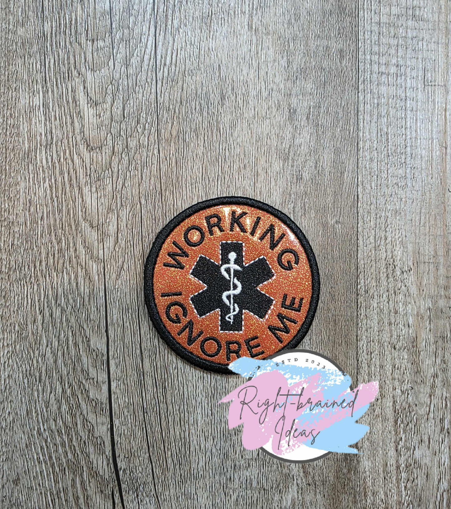 Service Dog In Training Black And White On Sparkle Burnt Orange Vinyl Four-piece Patch Set