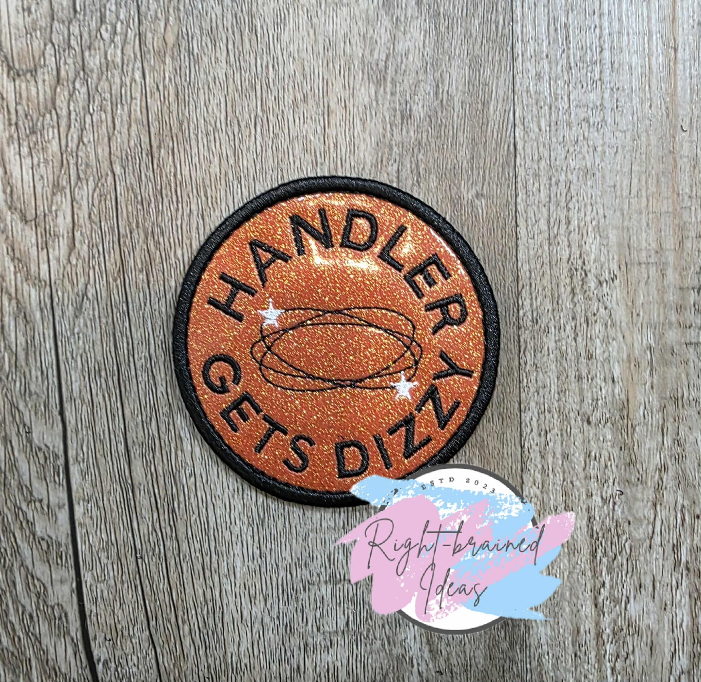 Service Dog In Training Black And White On Sparkle Burnt Orange Vinyl Four-piece Patch Set