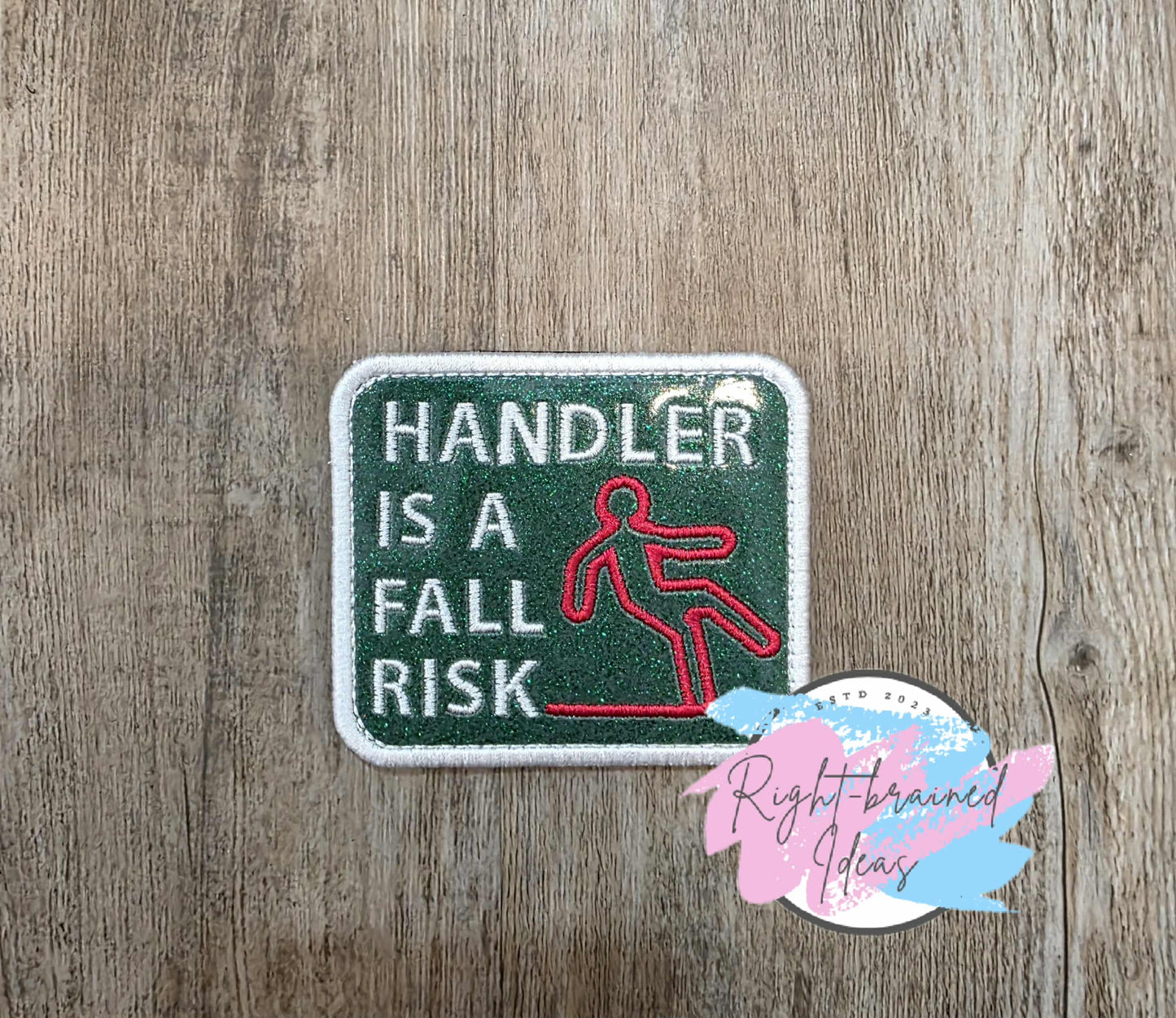 Christmas Tree Colors Inspired Service Dog Red And White On Sparkle Forest Green Vinyl Five-piece Patch and Leash Wrap Set