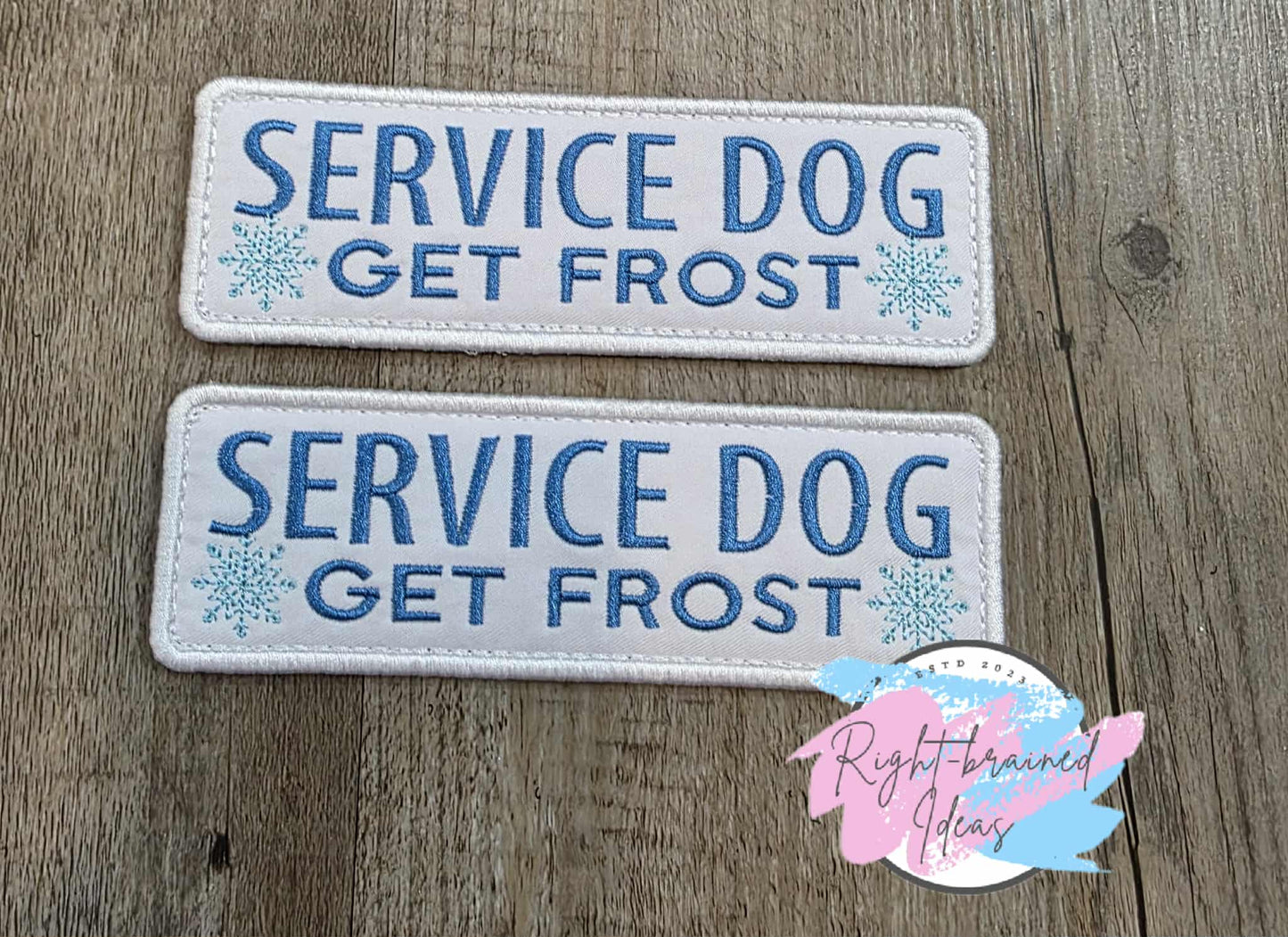 Frost Inspired Service Dog Periwinkle And Light Blue On White Lightweight High Performance Twill Five-piece Patch And Patch Tab Set