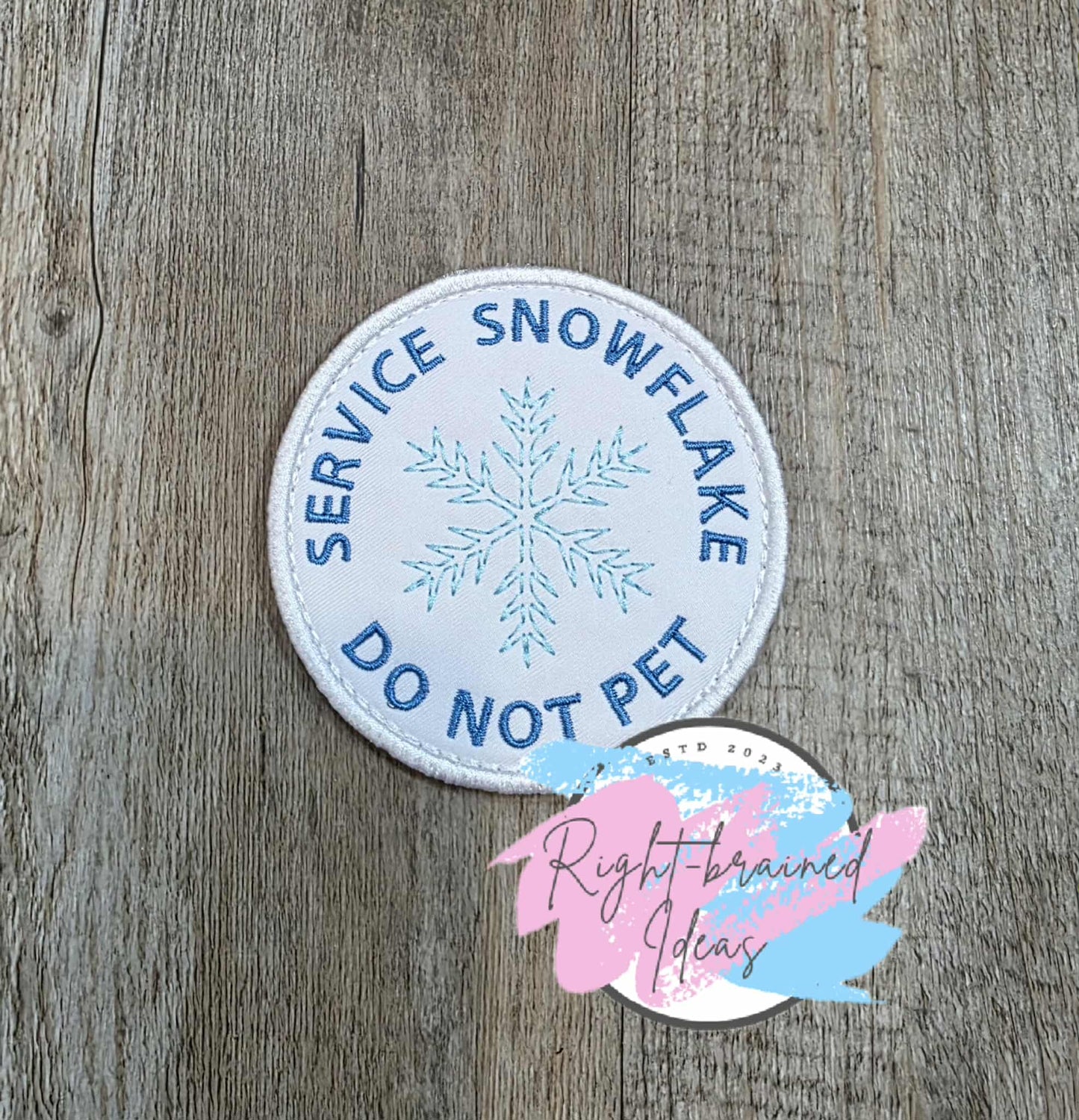 Frost Inspired Service Dog Periwinkle And Light Blue On White Lightweight High Performance Twill Five-piece Patch And Patch Tab Set