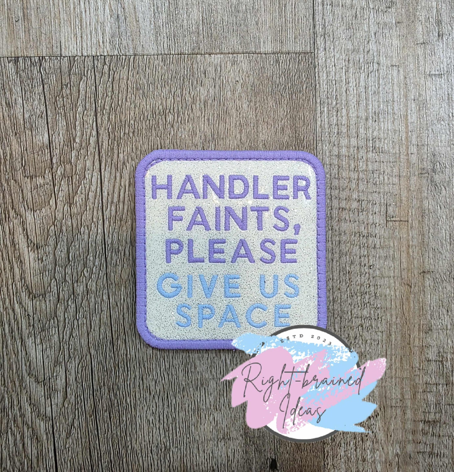 Service Dog Cardiac Alert Flat Matt Purple/Baby Blue On Sparkle White Vinyl Five-piece Patch And Leash Wrap Set