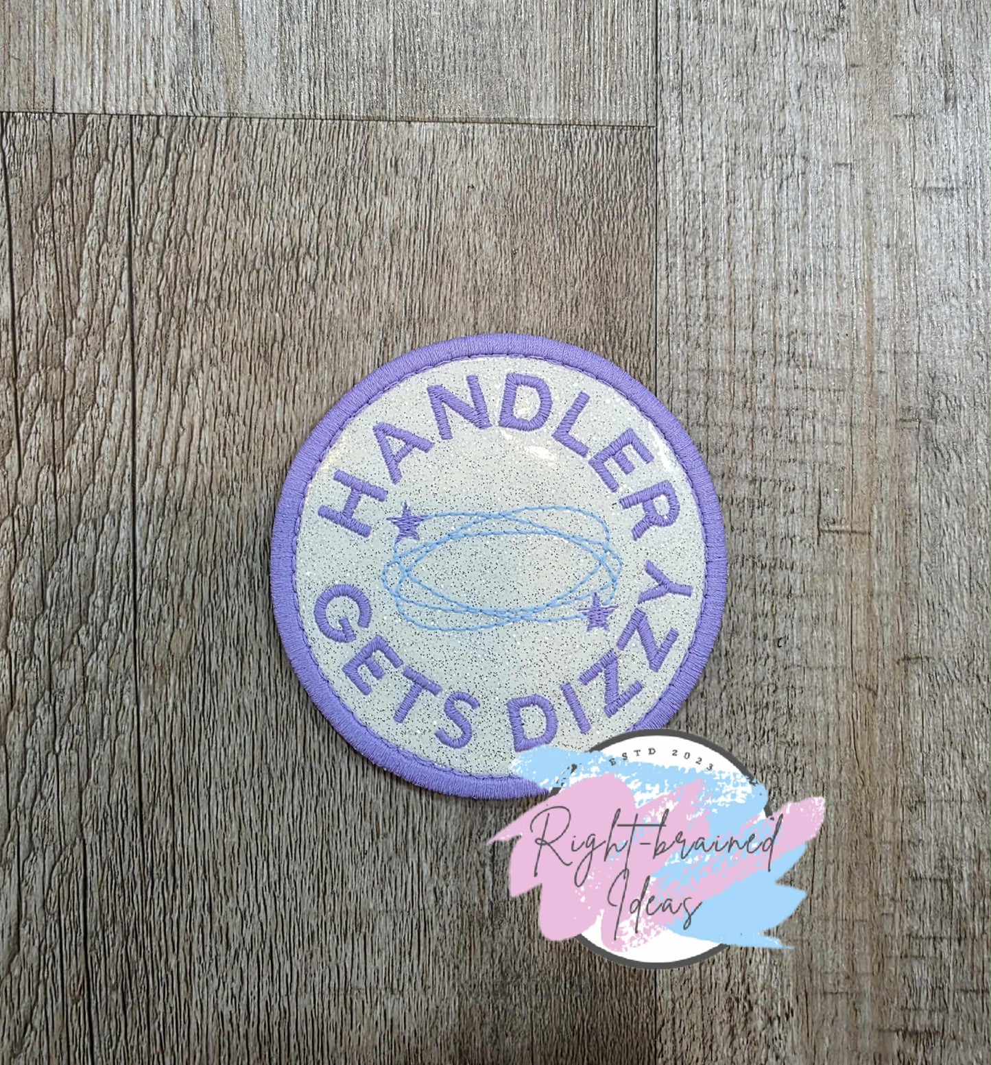 Service Dog Cardiac Alert Flat Matt Purple/Baby Blue On Sparkle White Vinyl Five-piece Patch And Leash Wrap Set