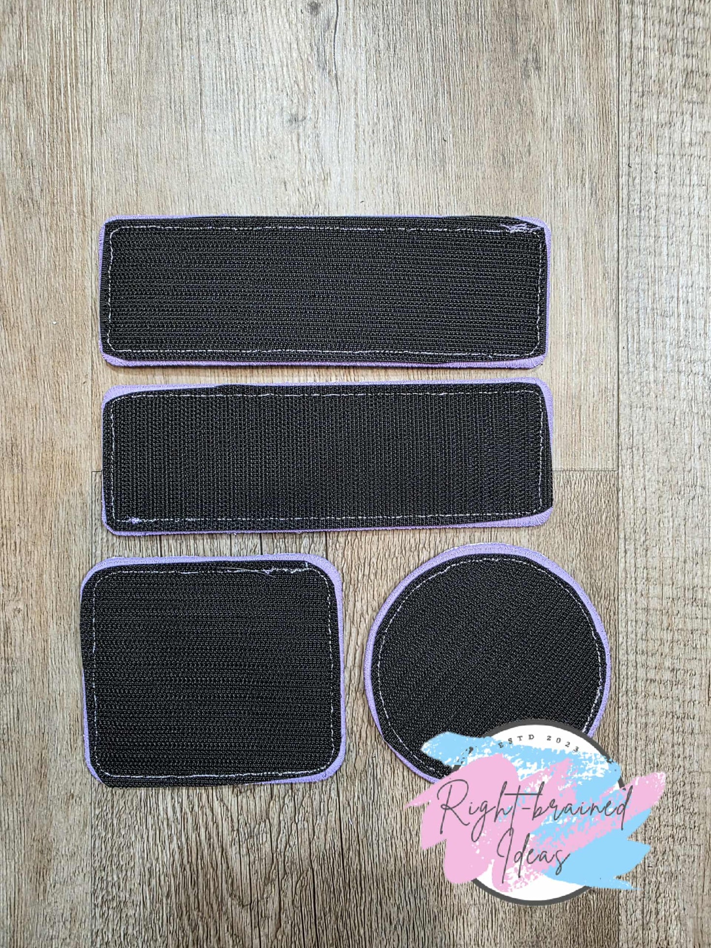 Service Dog Medical Alert Flat Matt Purple/Baby Blue On Sparkle White Vinyl Five-piece Patch and Patch Tab Set