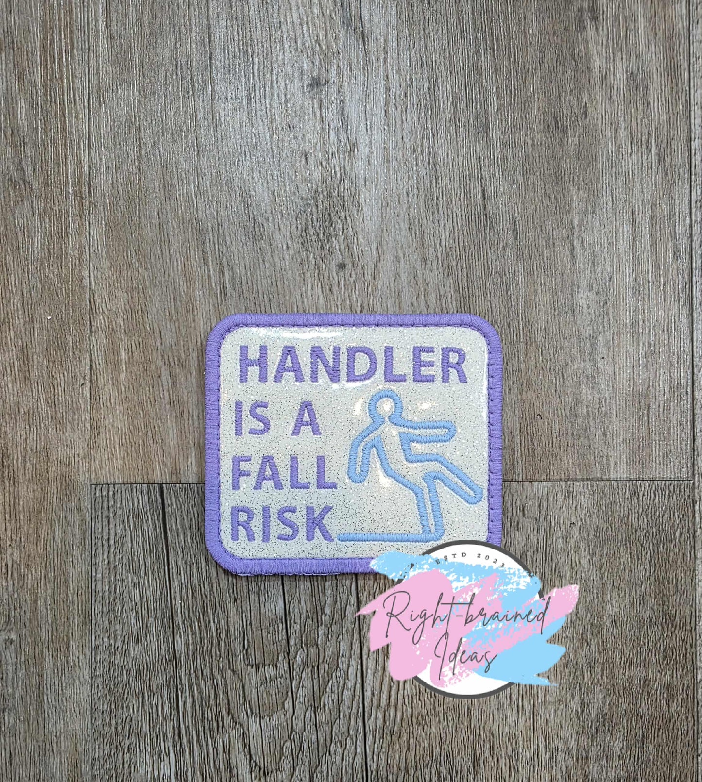 Service Dog Medical Alert Flat Matt Purple/Baby Blue On Sparkle White Vinyl Five-piece Patch and Patch Tab Set