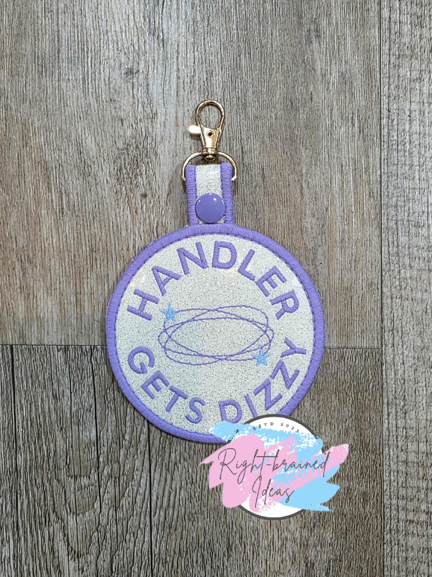 Service Dog Medical Alert Flat Matt Purple/Baby Blue On Sparkle White Vinyl Five-piece Patch and Patch Tab Set