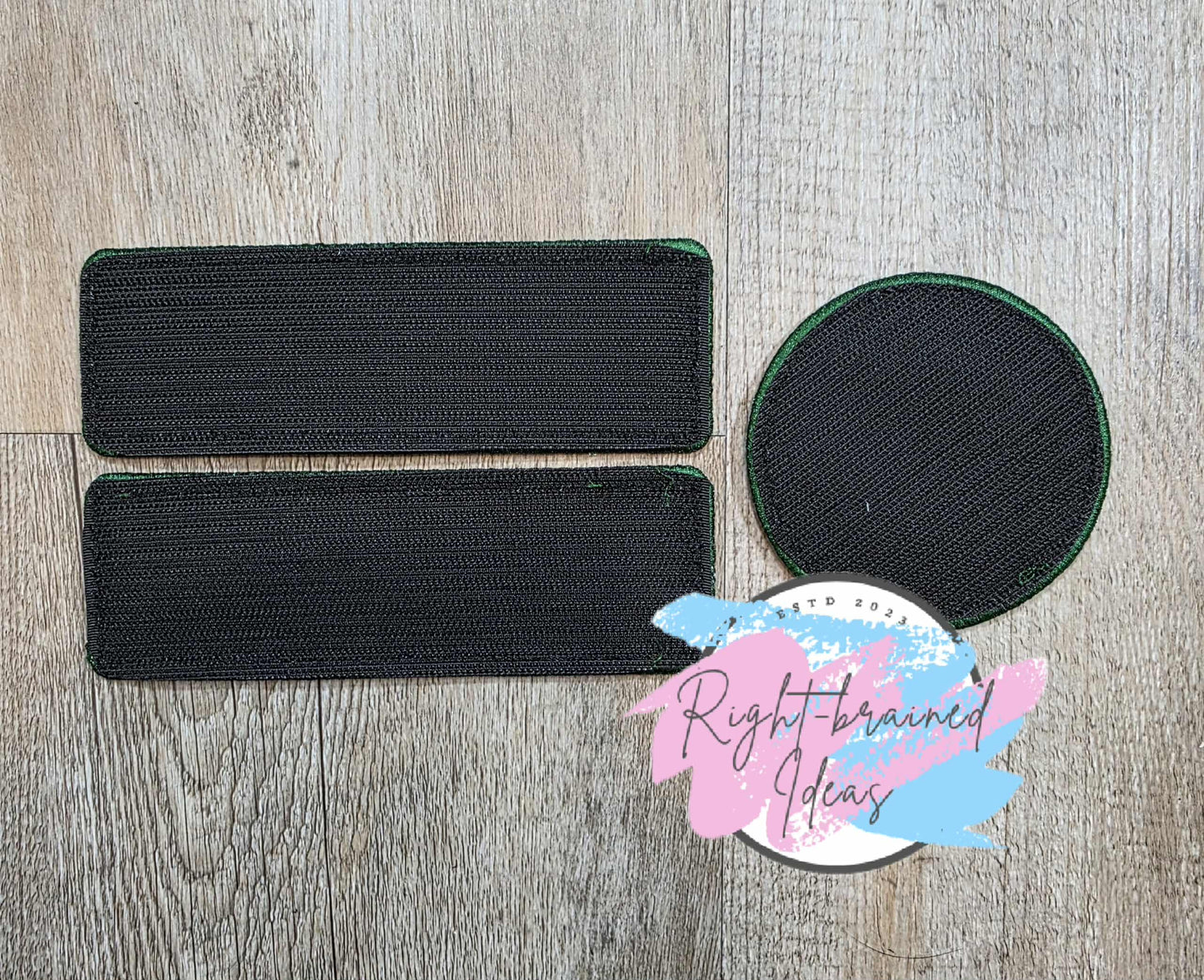 Service Dog Do Not Pet Forest Green And White On Sparkle Moss Green Vinyl Five-piece Patch and Mini Leash Wrap Set