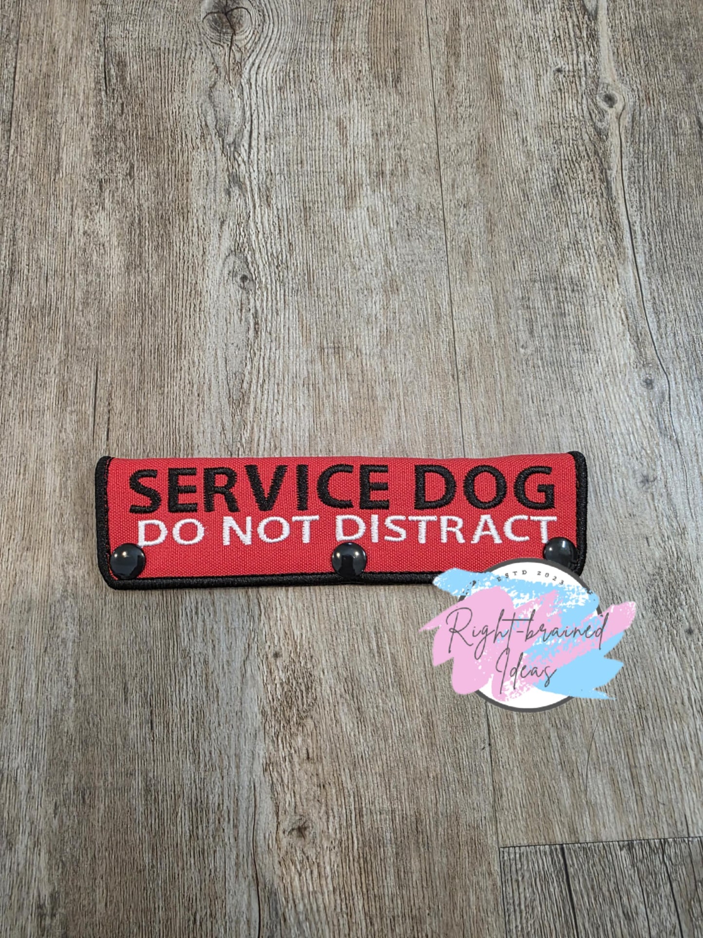 Service Dog Do Not Pet Black and White on Red Canvas Five-piece Patch and Leash Wrap Set