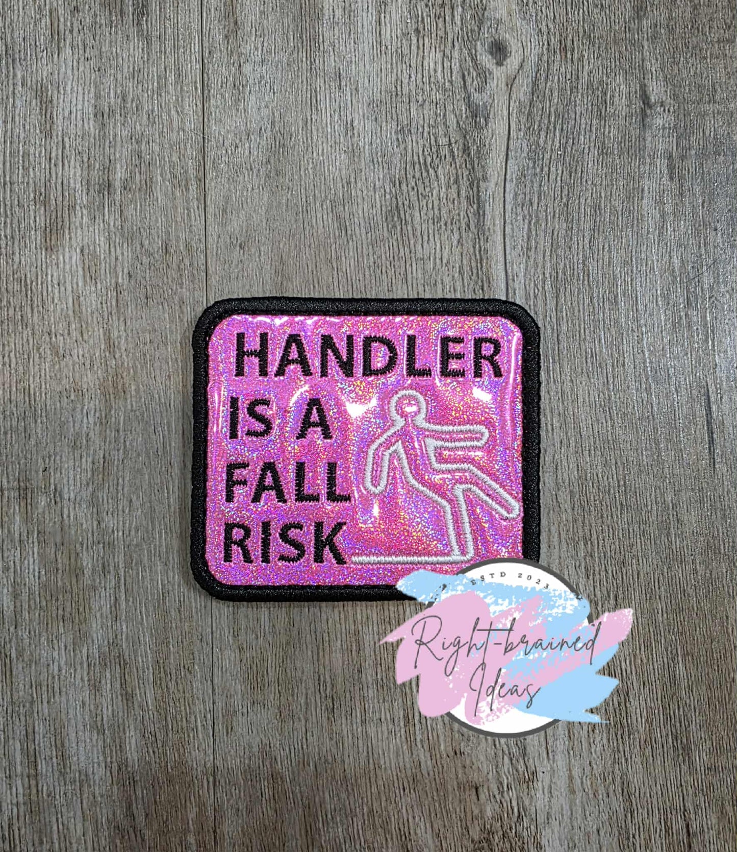 Service Dog Do Not Pet Black And White On Sparkle Pink Holographic Vinyl Six-piece Patch And Leash Wrap